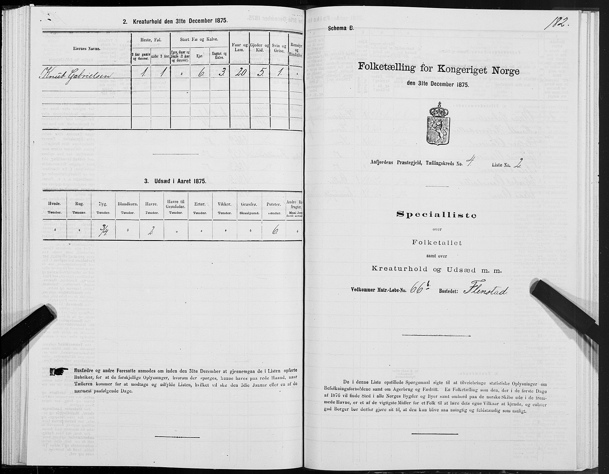 SAT, 1875 census for 1630P Aafjorden, 1875, p. 2182