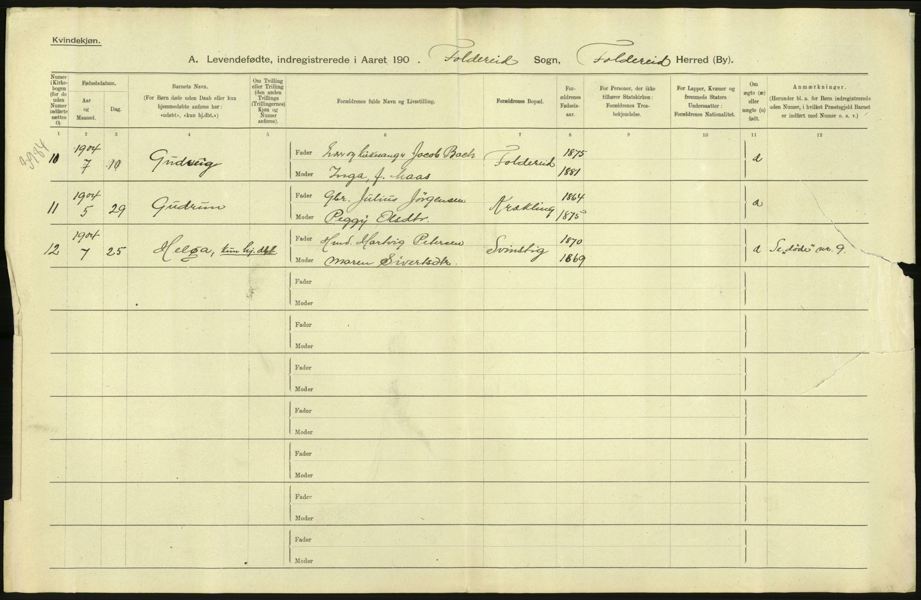 Statistisk sentralbyrå, Sosiodemografiske emner, Befolkning, AV/RA-S-2228/D/Df/Dfa/Dfab/L0019: Nordre Trondhjems amt: Fødte, gifte, døde, 1904, p. 318