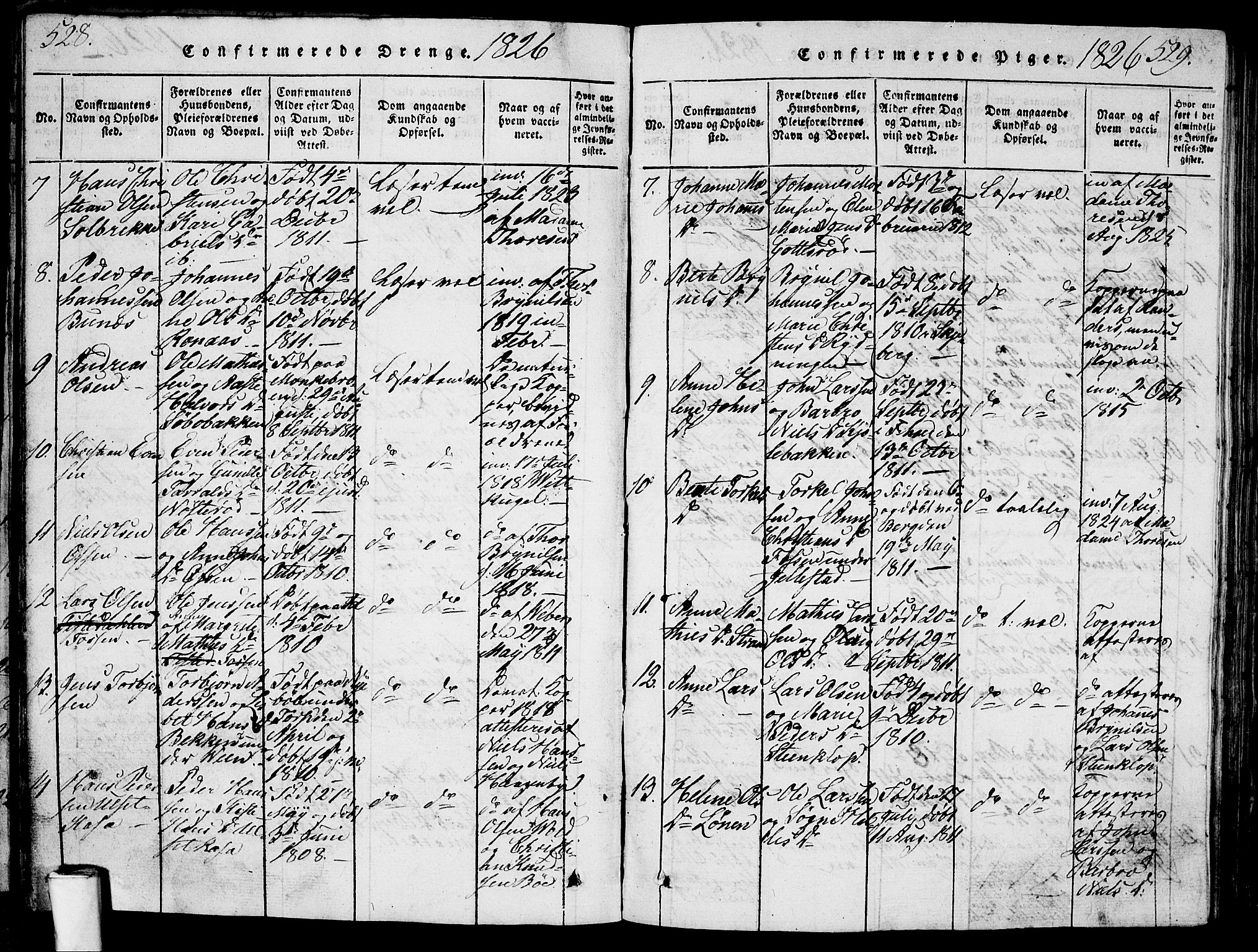 Berg prestekontor Kirkebøker, SAO/A-10902/G/Ga/L0001: Parish register (copy) no. I 1, 1815-1832, p. 528-529