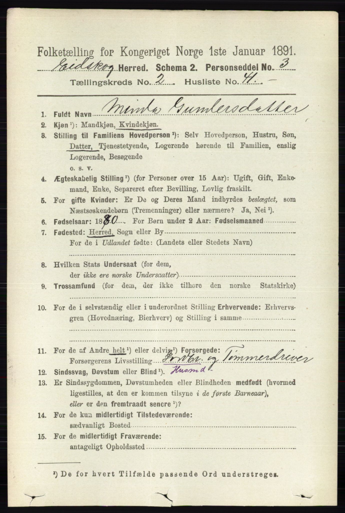 RA, 1891 census for 0420 Eidskog, 1891, p. 772