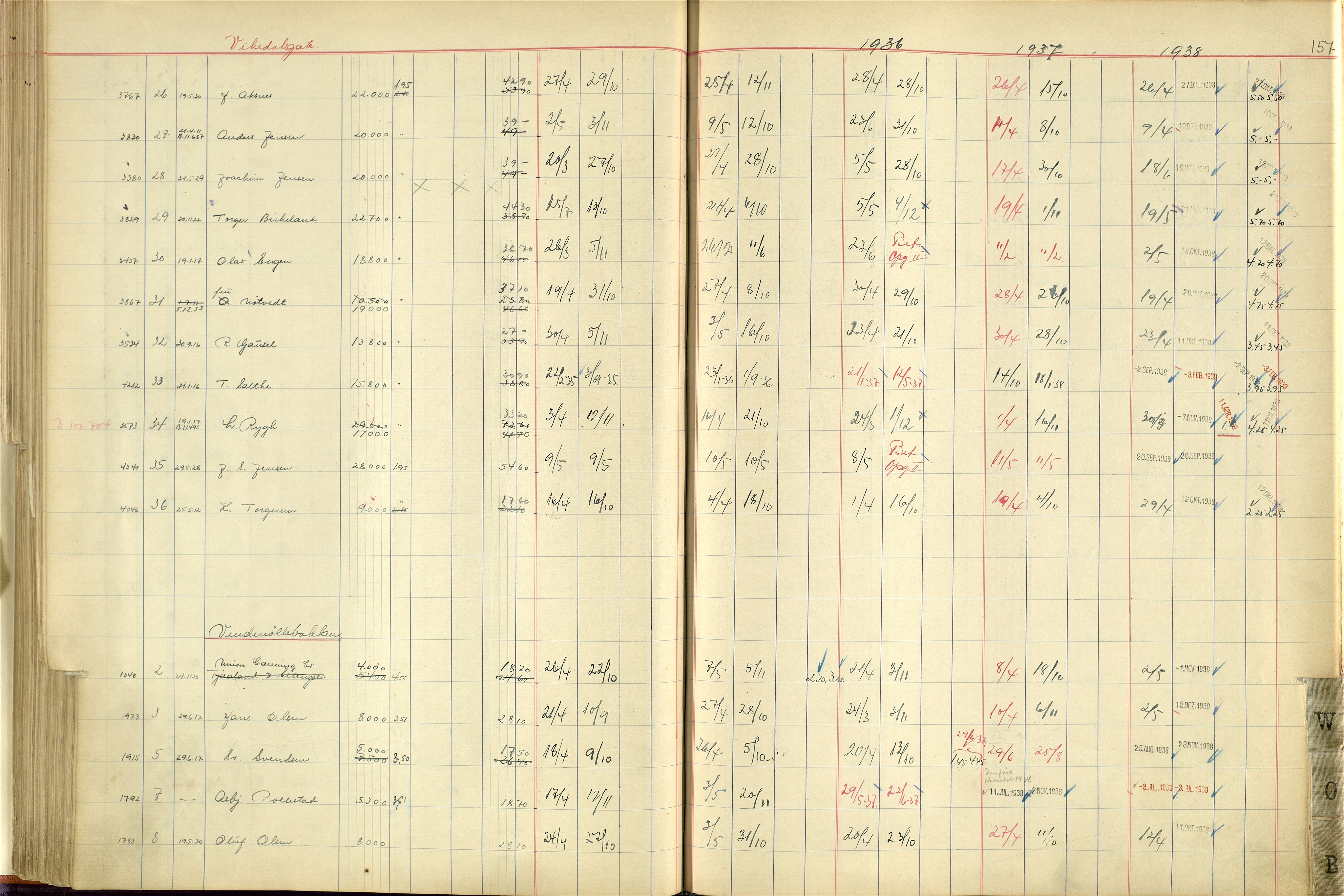 Norges Brannkasse Stavanger, AV/SAST-A-102143/F/Fc/L0005: Brannkontingentprotokoll M-Ø, 1934-1938, p. 156b-157a