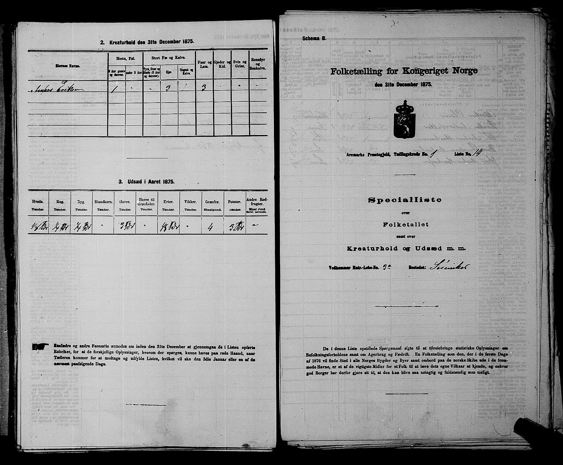 RA, 1875 census for 0118P Aremark, 1875, p. 72