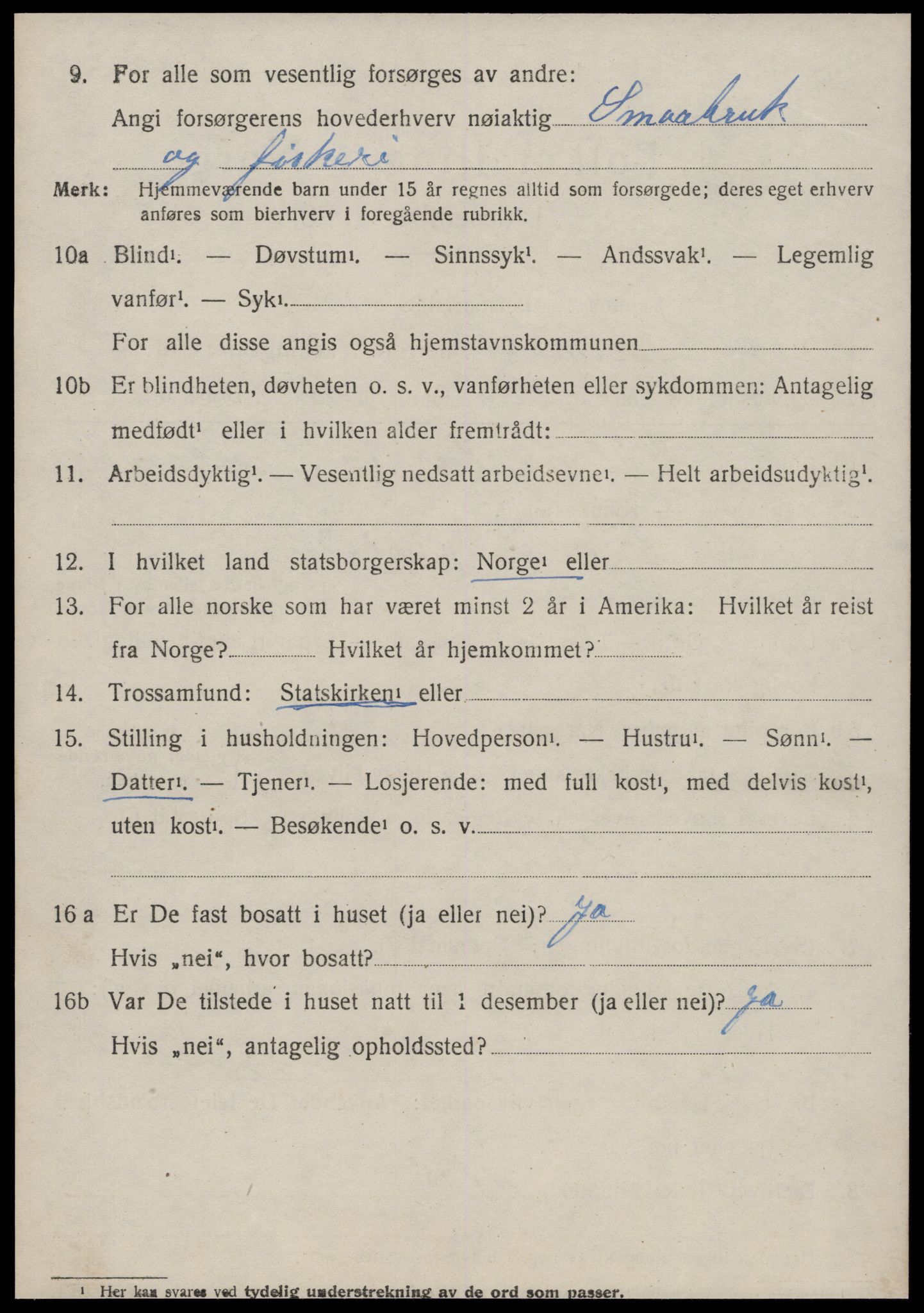 SAT, 1920 census for Borgund, 1920, p. 3311