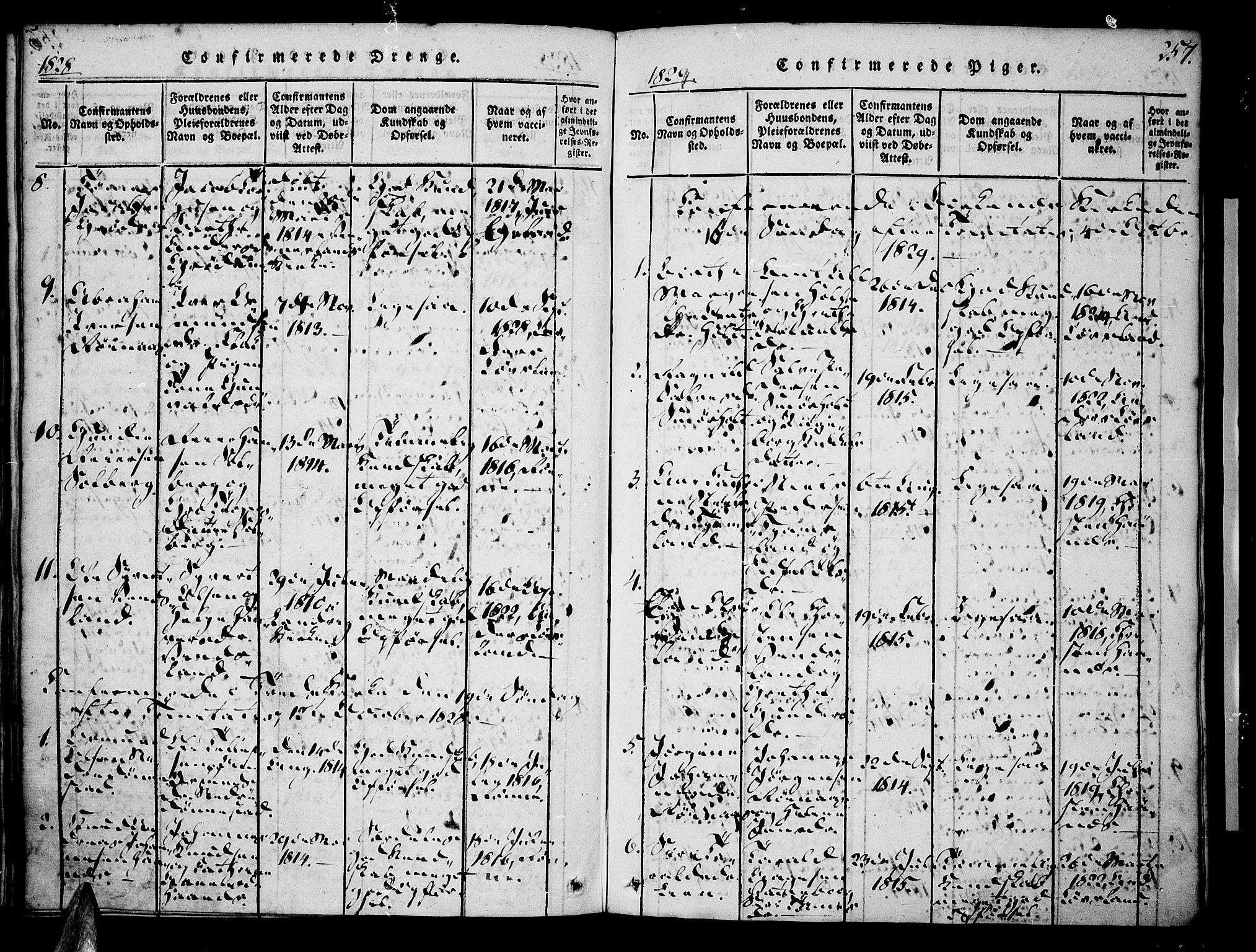 Tveit sokneprestkontor, SAK/1111-0043/F/Fa/L0002: Parish register (official) no. A 2, 1820-1830, p. 257