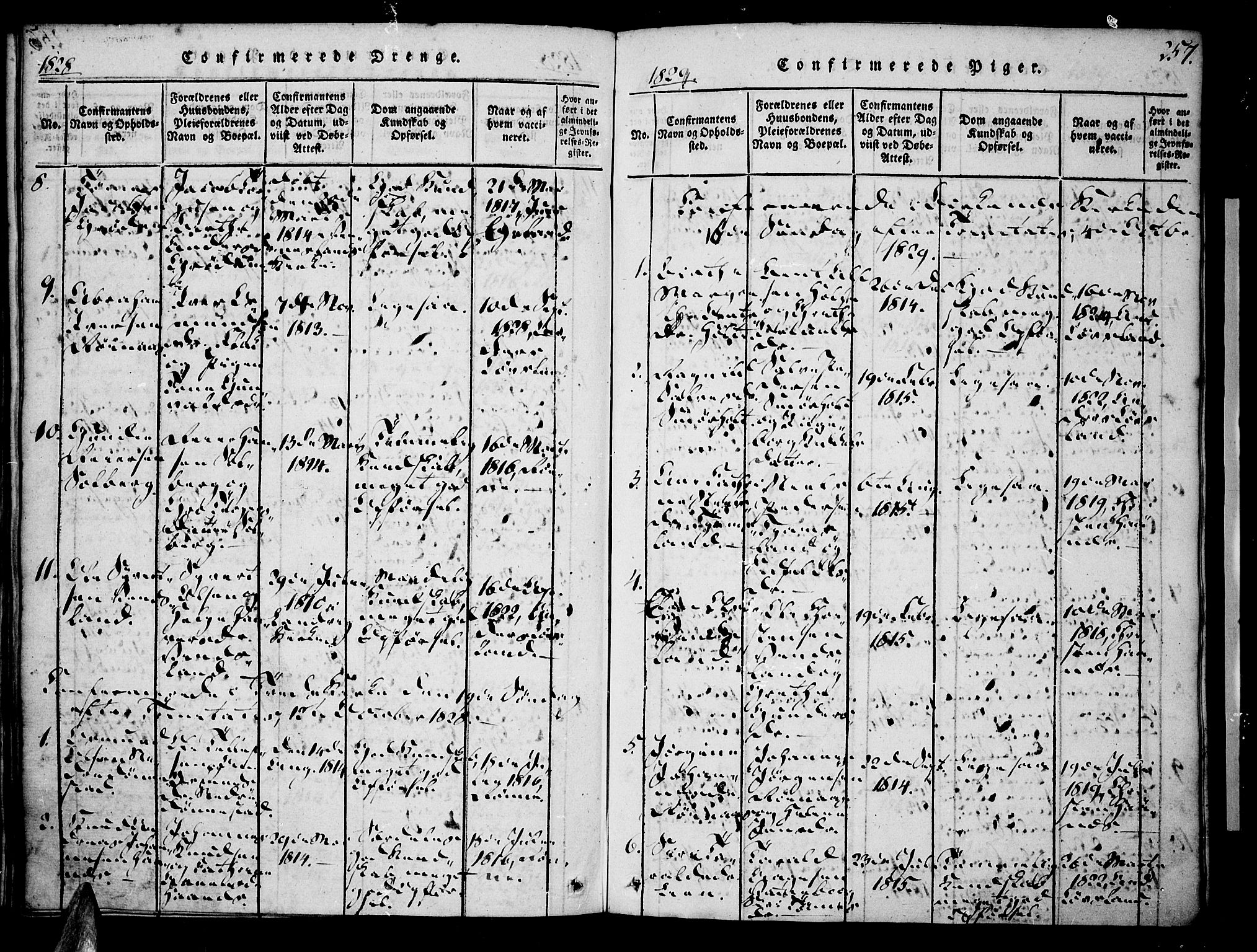 Tveit sokneprestkontor, AV/SAK-1111-0043/F/Fa/L0002: Parish register (official) no. A 2, 1820-1830, p. 257