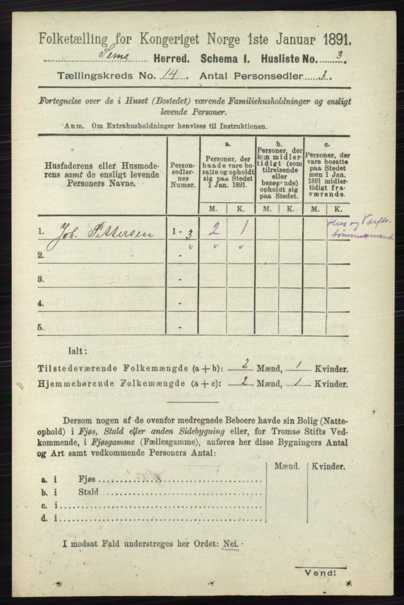 RA, 1891 census for 0721 Sem, 1891, p. 6966