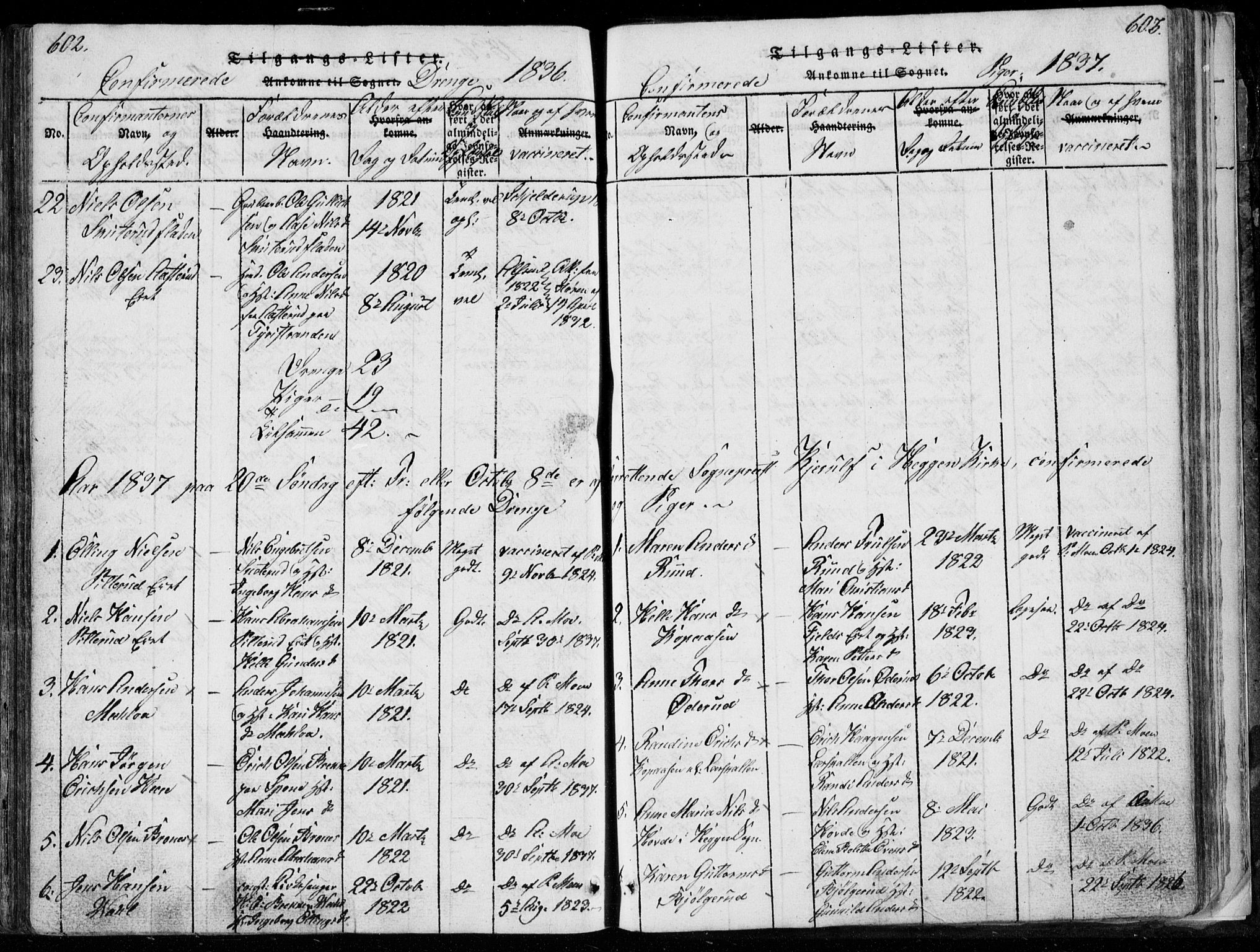 Modum kirkebøker, AV/SAKO-A-234/F/Fa/L0006: Parish register (official) no. 6, 1832-1841, p. 602-603