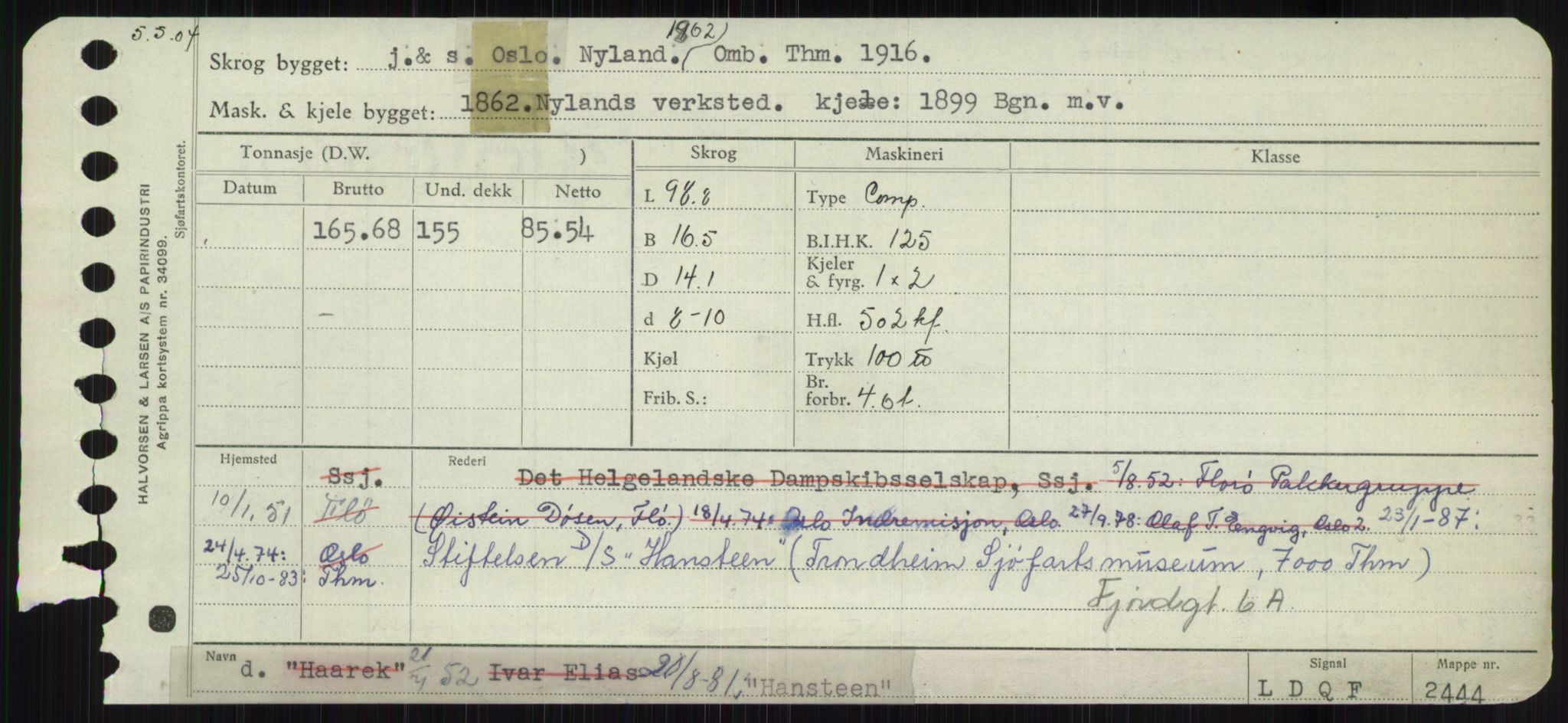 Sjøfartsdirektoratet med forløpere, Skipsmålingen, RA/S-1627/H/Ha/L0002/0002: Fartøy, Eik-Hill / Fartøy, G-Hill, p. 469