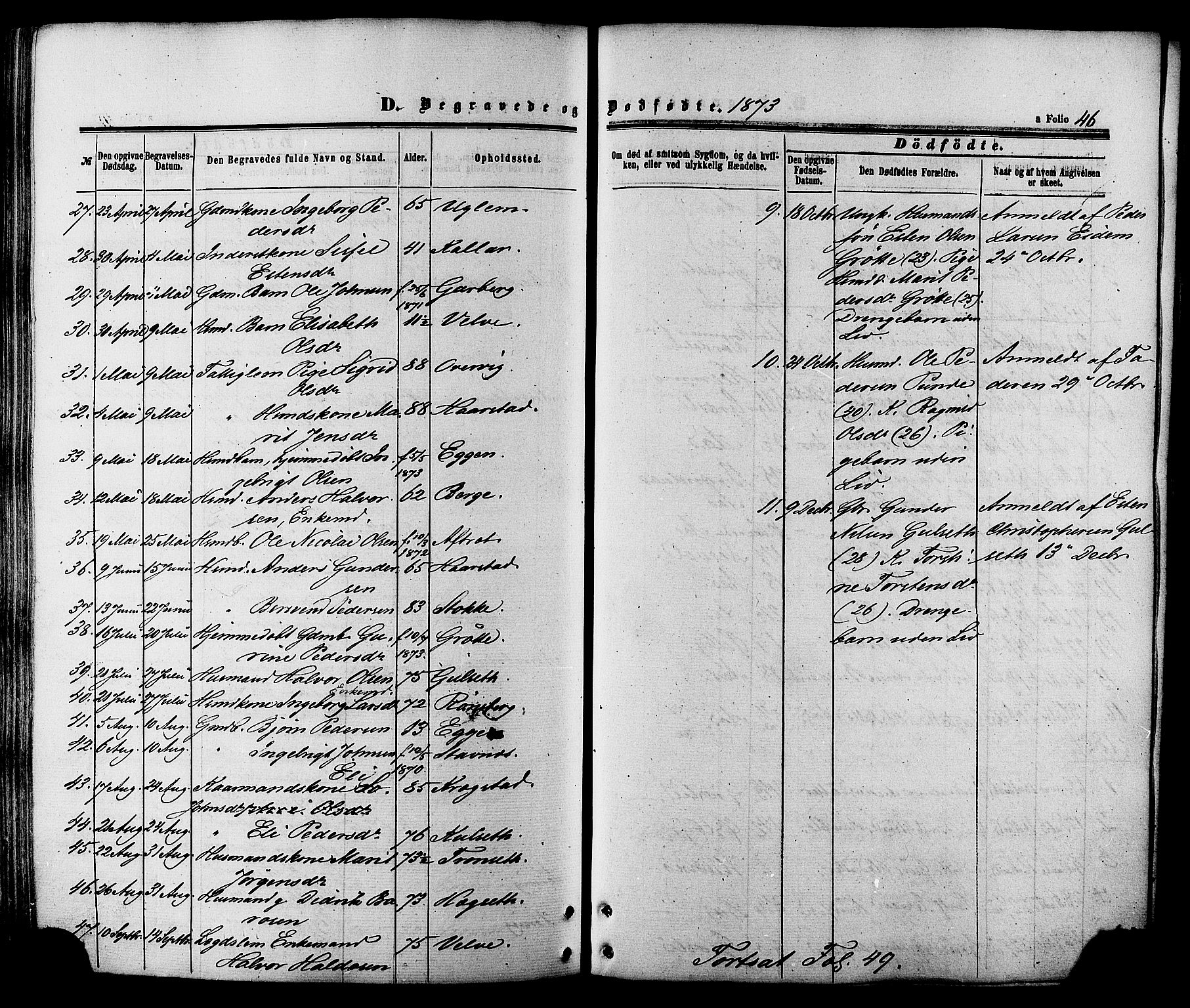 Ministerialprotokoller, klokkerbøker og fødselsregistre - Sør-Trøndelag, SAT/A-1456/695/L1147: Parish register (official) no. 695A07, 1860-1877, p. 46