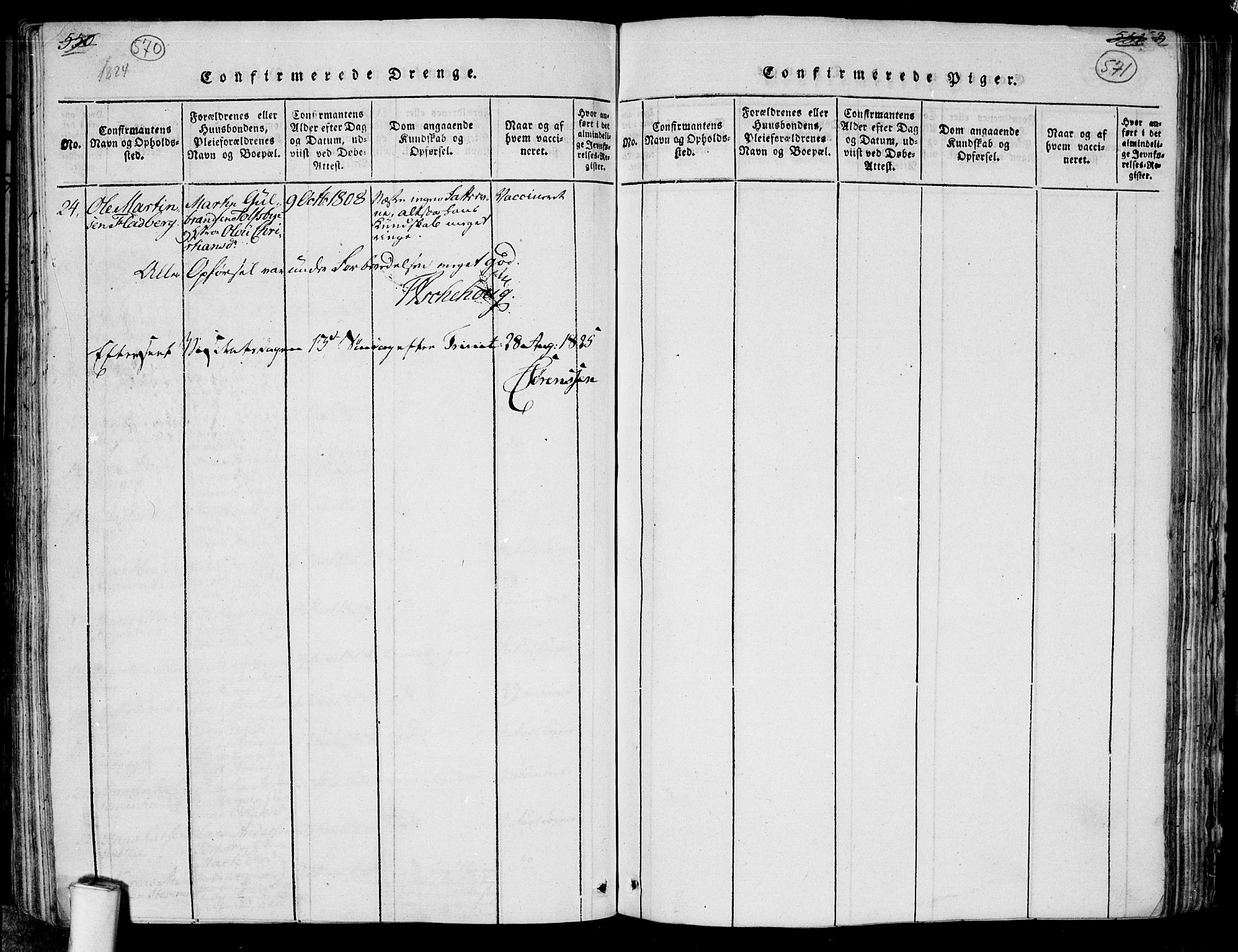 Rakkestad prestekontor Kirkebøker, AV/SAO-A-2008/F/Fa/L0006: Parish register (official) no. I 6, 1814-1824, p. 570-571