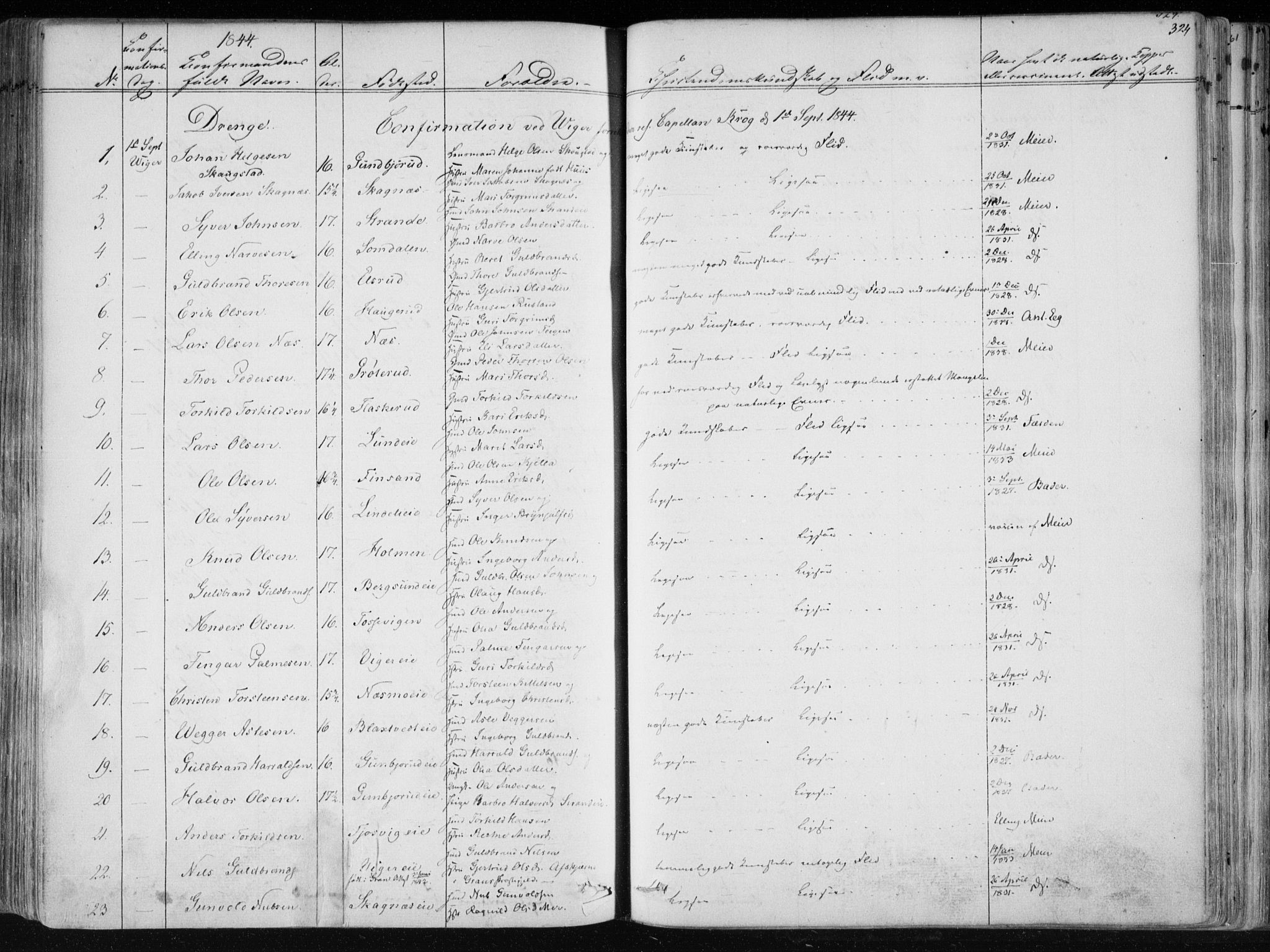 Norderhov kirkebøker, SAKO/A-237/F/Fa/L0010: Parish register (official) no. 10, 1837-1847, p. 324