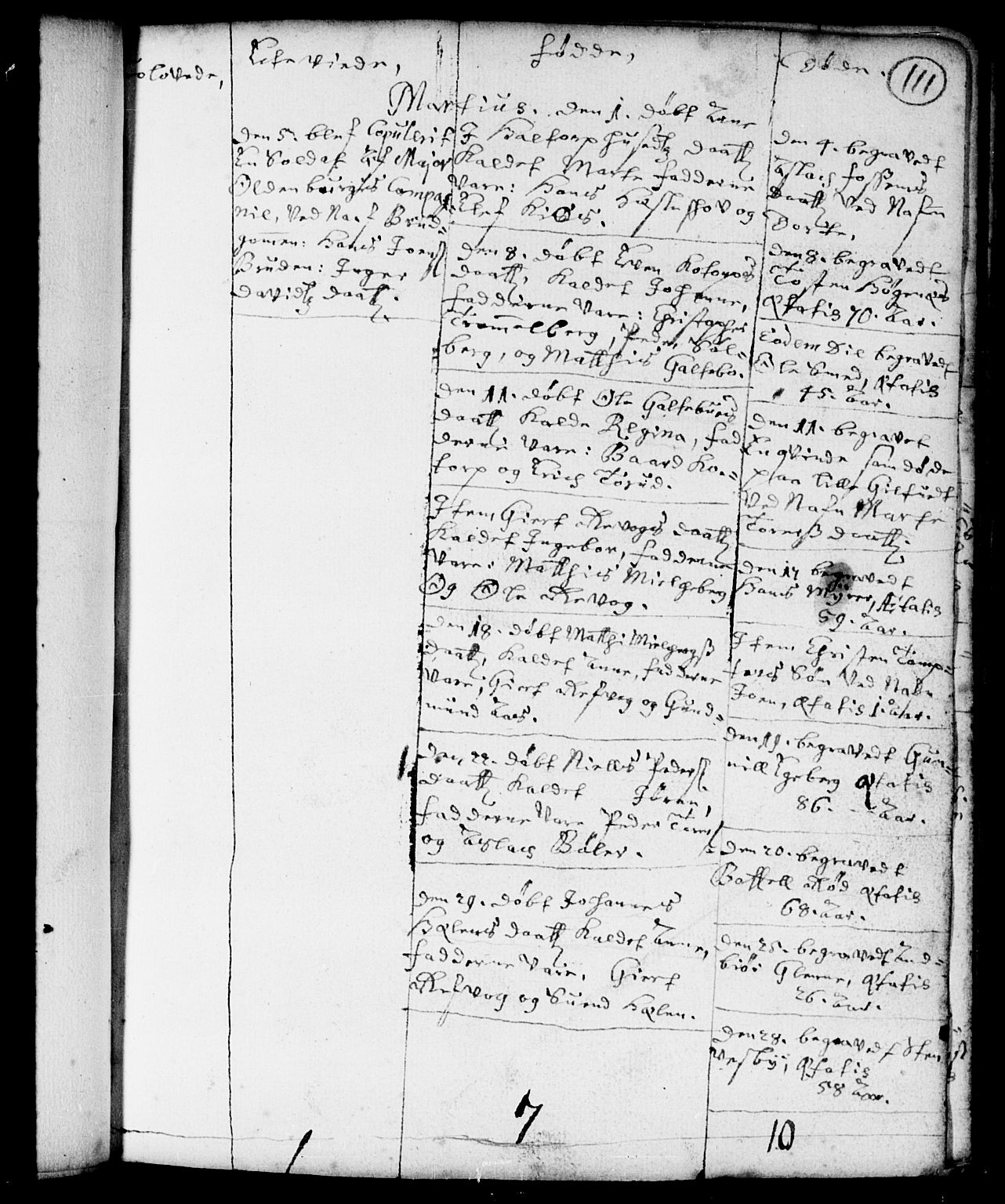 Spydeberg prestekontor Kirkebøker, AV/SAO-A-10924/F/Fa/L0001: Parish register (official) no. I 1, 1696-1738, p. 111