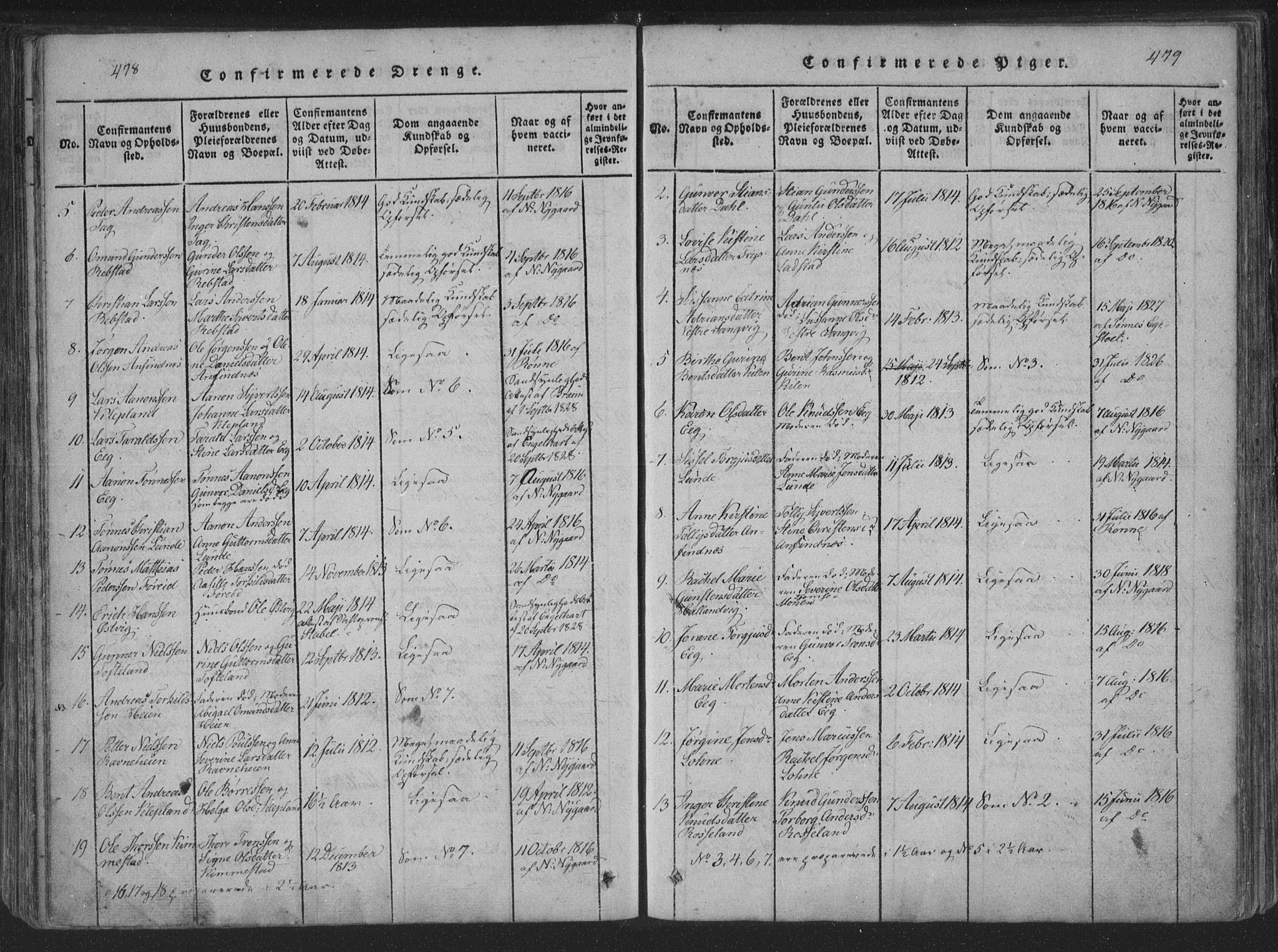 Søgne sokneprestkontor, SAK/1111-0037/F/Fa/Fab/L0008: Parish register (official) no. A 8, 1821-1838, p. 478-479