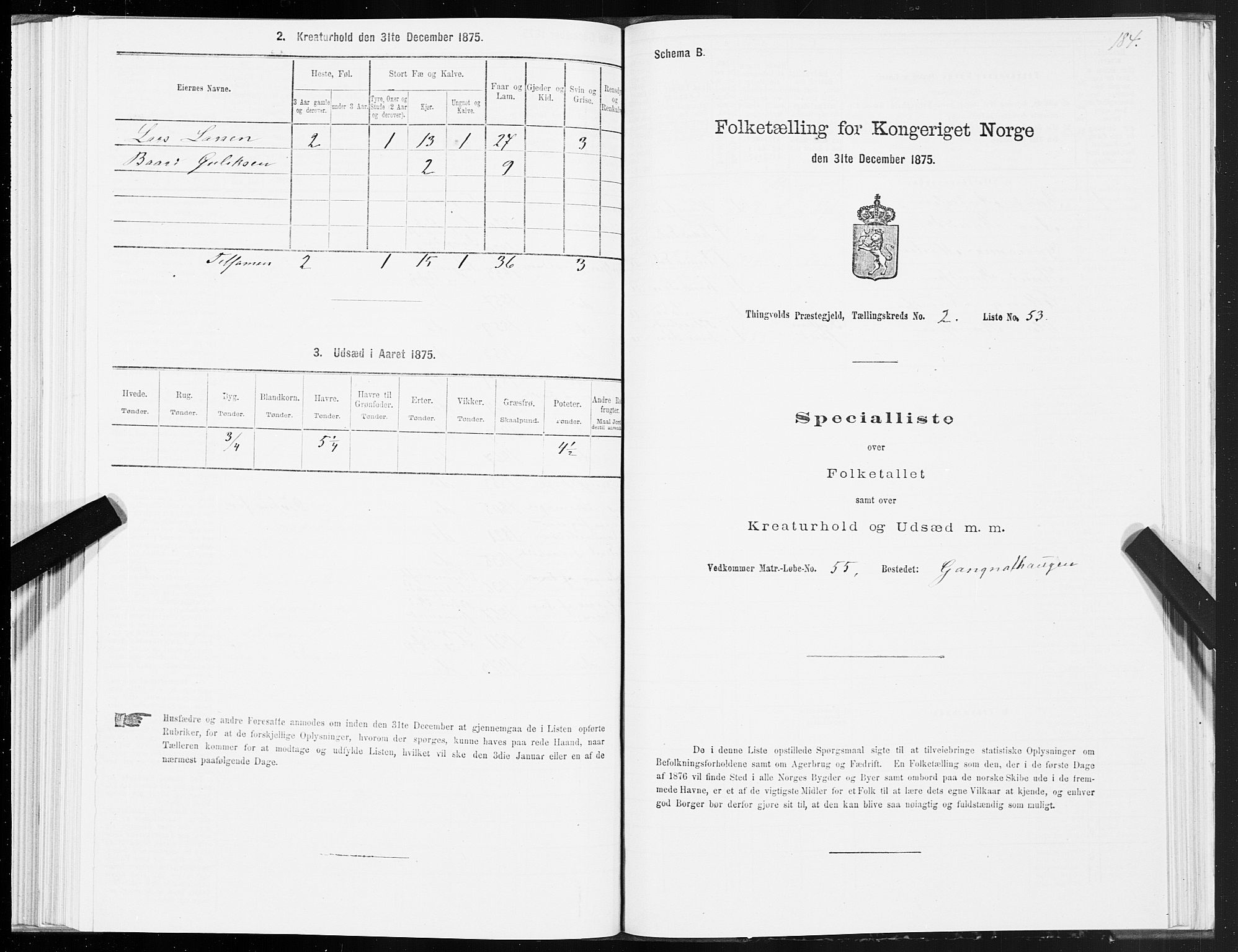 SAT, 1875 census for 1560P Tingvoll, 1875, p. 1184