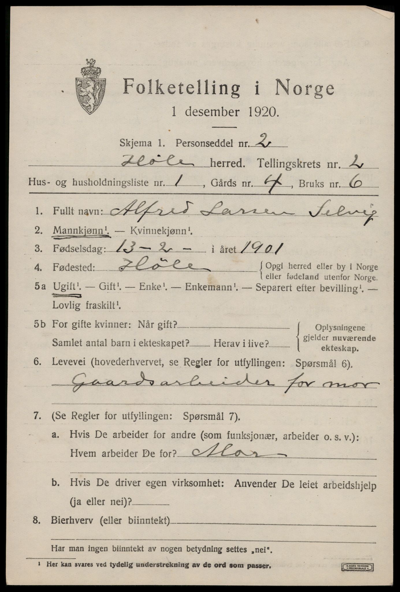 SAST, 1920 census for Høle, 1920, p. 671
