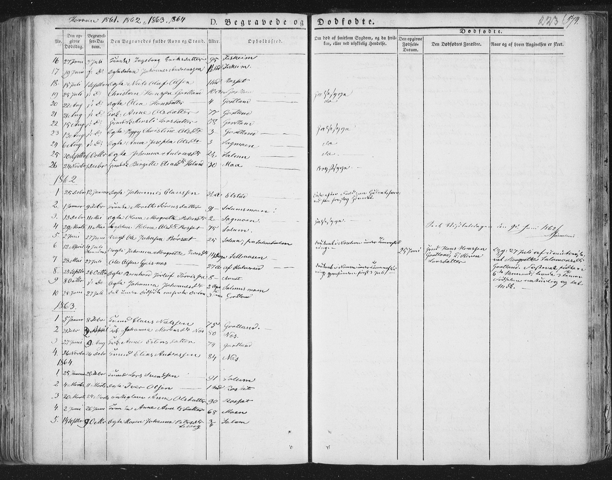 Ministerialprotokoller, klokkerbøker og fødselsregistre - Nord-Trøndelag, AV/SAT-A-1458/758/L0513: Parish register (official) no. 758A02 /3, 1839-1868, p. 223