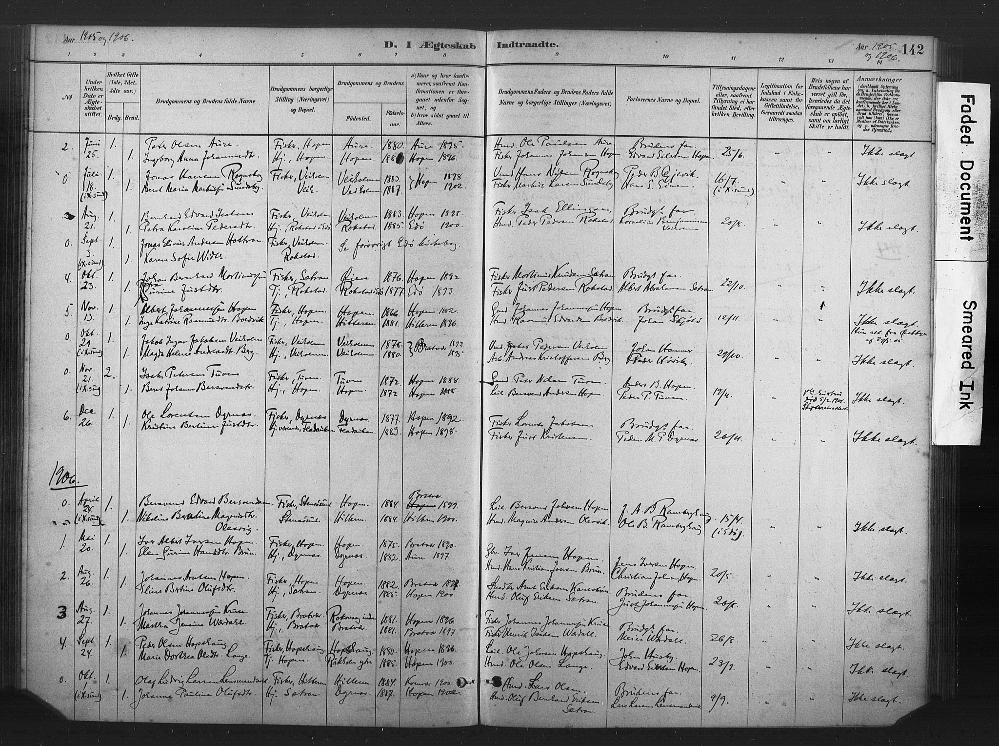 Ministerialprotokoller, klokkerbøker og fødselsregistre - Møre og Romsdal, AV/SAT-A-1454/583/L0954: Parish register (official) no. 583A01, 1880-1906, p. 142