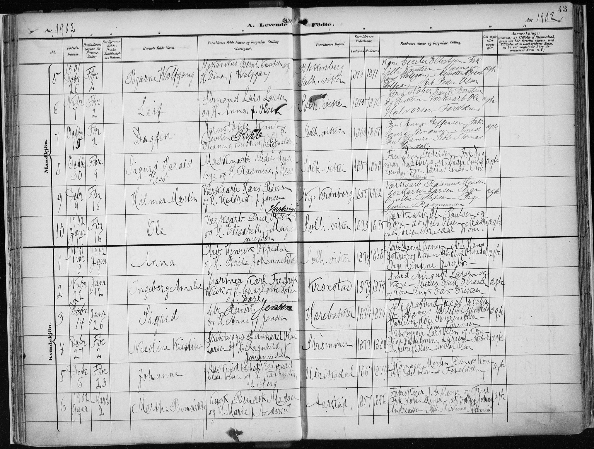 Årstad Sokneprestembete, AV/SAB-A-79301/H/Haa/L0002: Parish register (official) no. A 2, 1899-1914, p. 43