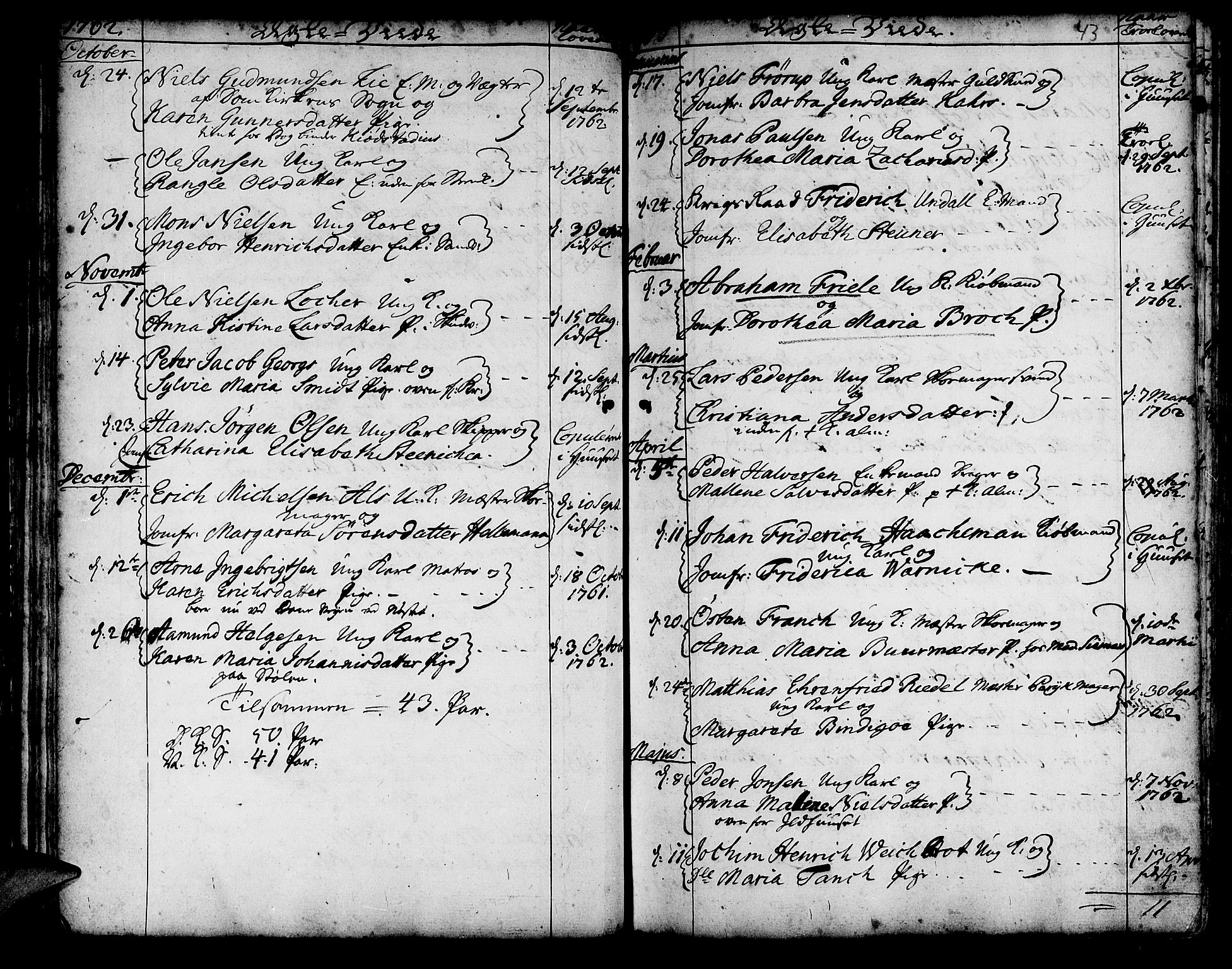 Korskirken sokneprestembete, SAB/A-76101/H/Haa/L0009: Parish register (official) no. A 9, 1743-1861, p. 43