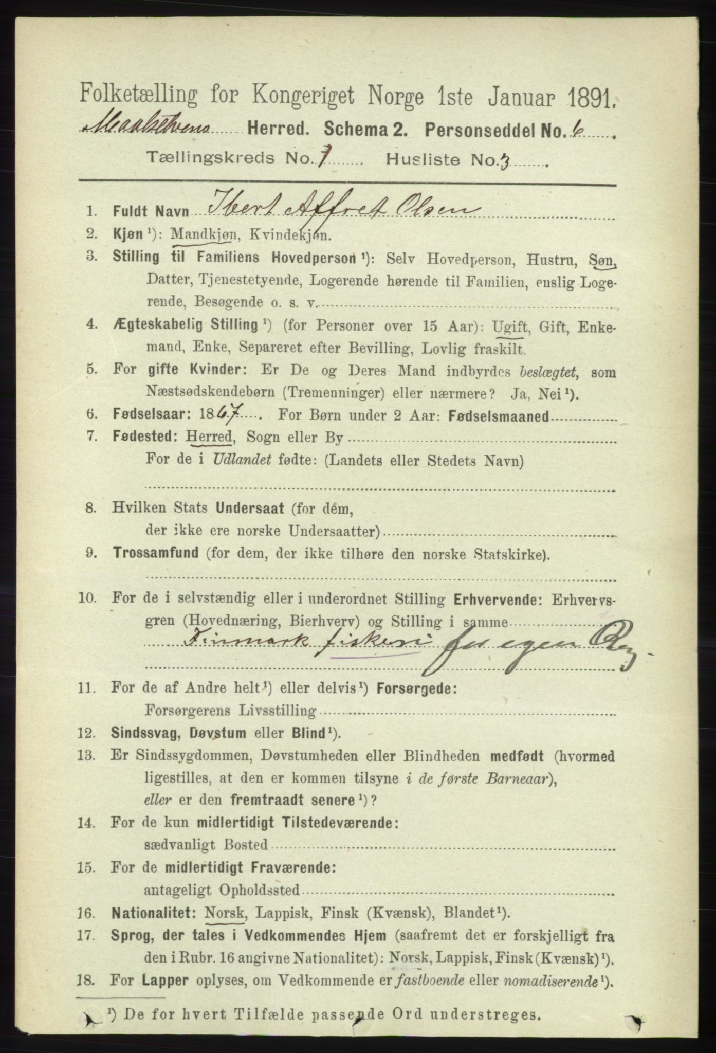 RA, 1891 census for 1924 Målselv, 1891, p. 85