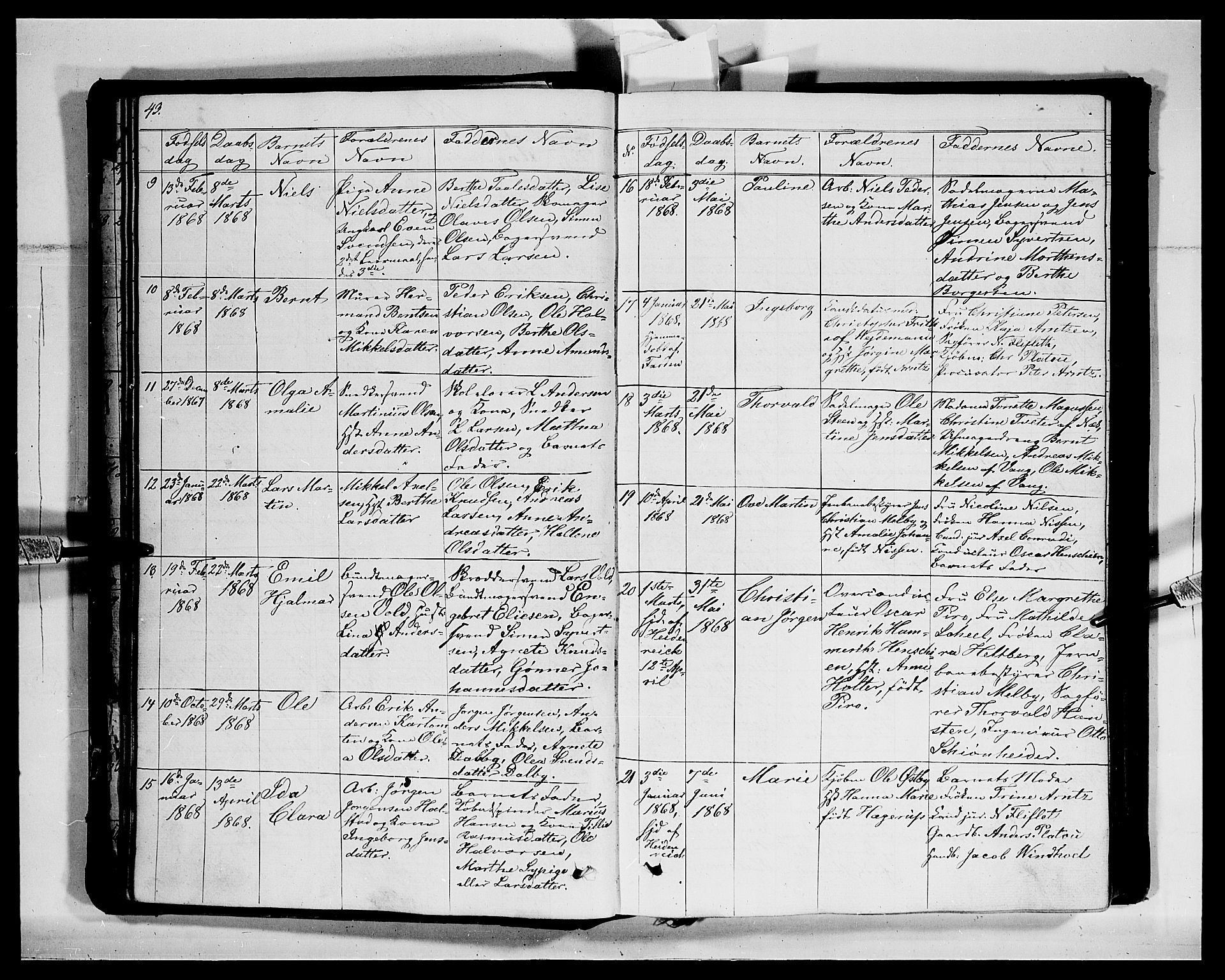 Vang prestekontor, Hedmark, AV/SAH-PREST-008/H/Ha/Hab/L0011: Parish register (copy) no. 11, 1855-1878, p. 43