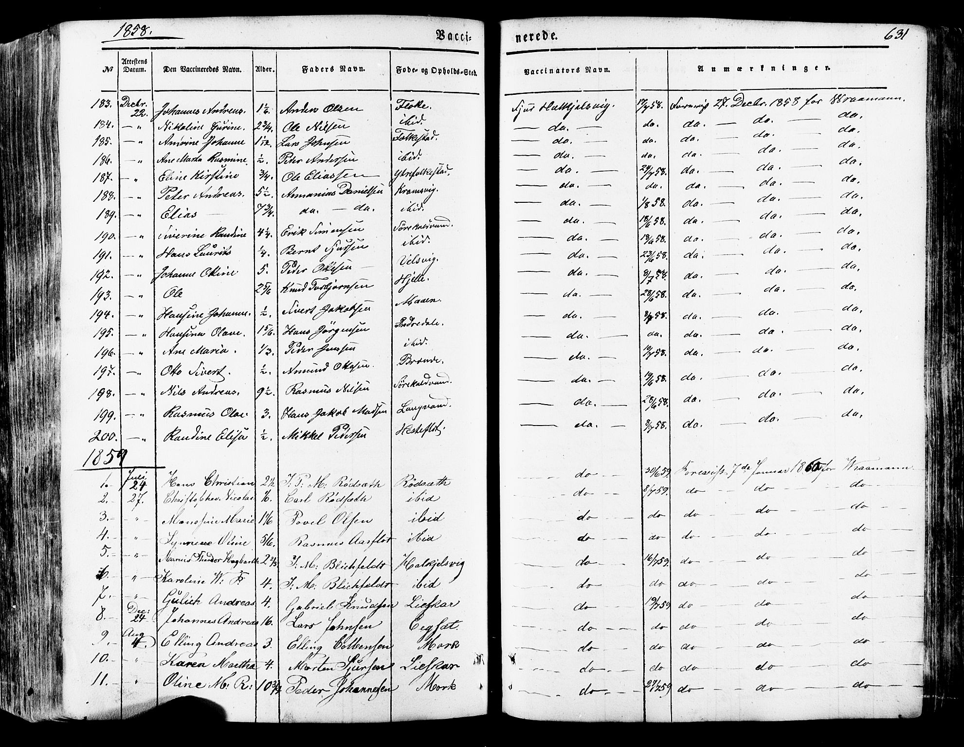 Ministerialprotokoller, klokkerbøker og fødselsregistre - Møre og Romsdal, SAT/A-1454/511/L0140: Parish register (official) no. 511A07, 1851-1878, p. 631