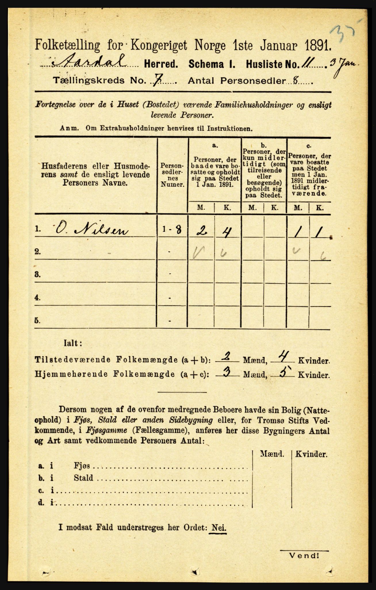 RA, 1891 census for 1424 Årdal, 1891, p. 1444