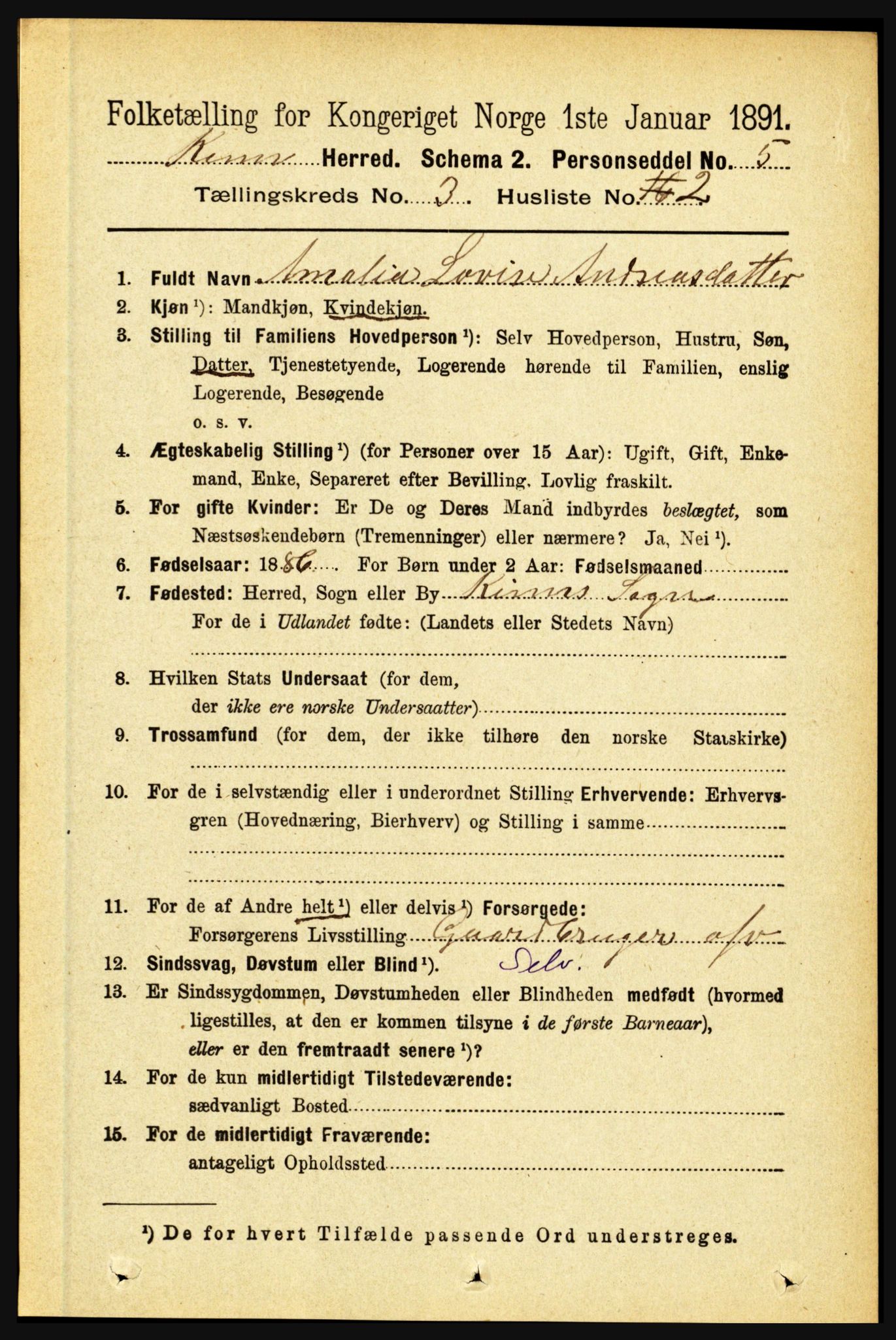 RA, 1891 census for 1437 Kinn, 1891, p. 951