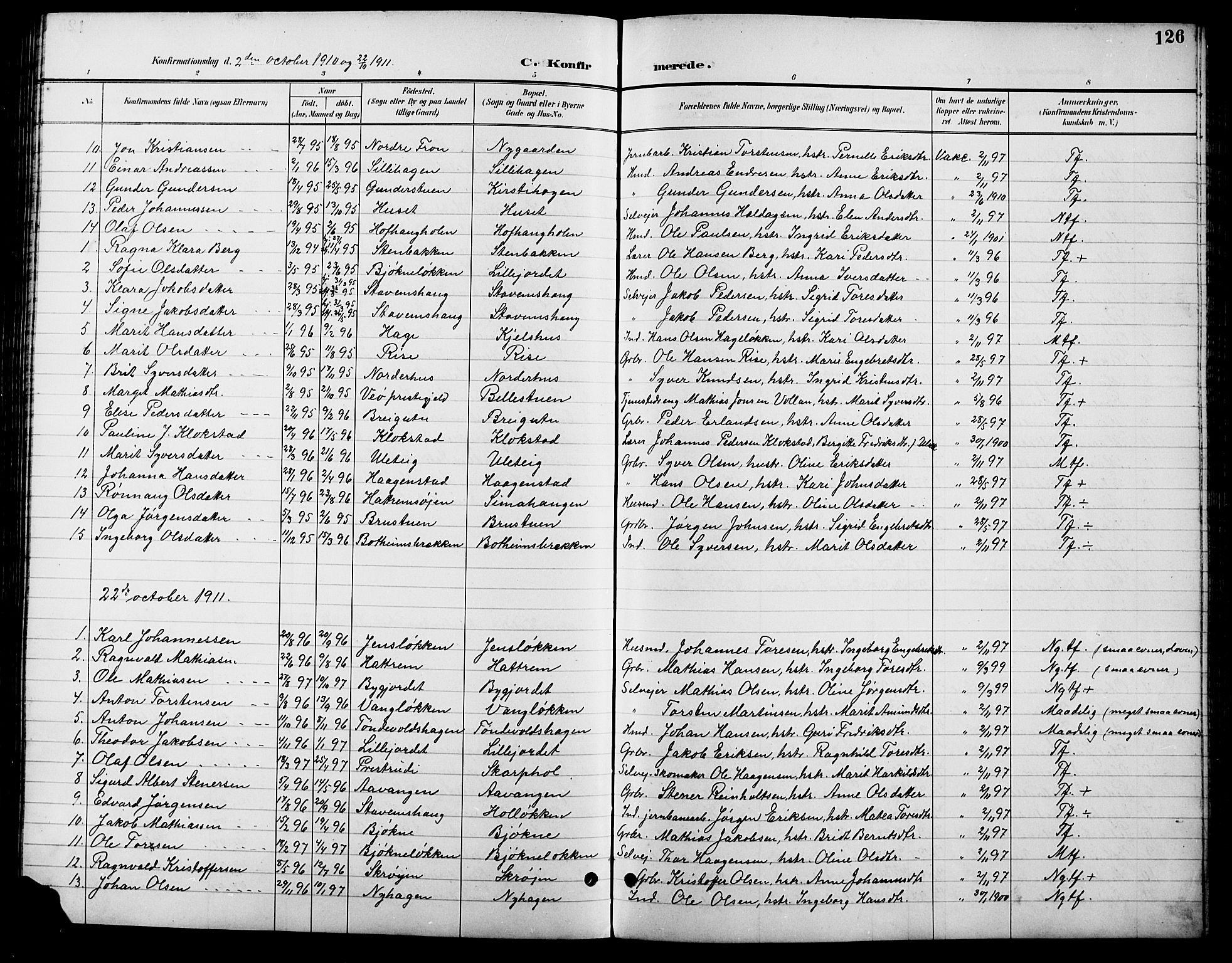 Lesja prestekontor, SAH/PREST-068/H/Ha/Hab/L0007: Parish register (copy) no. 7, 1895-1919, p. 126