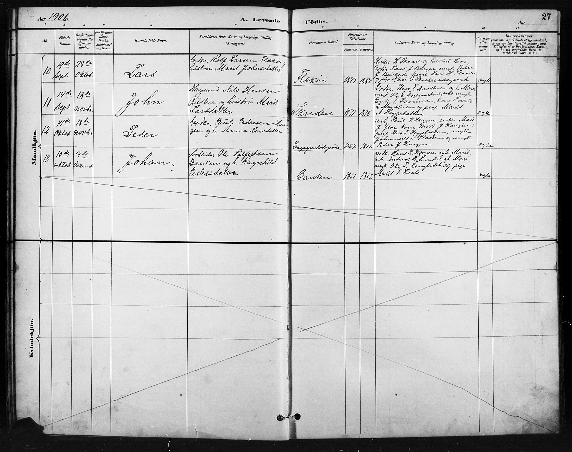 Skjåk prestekontor, SAH/PREST-072/H/Ha/Hab/L0004: Parish register (copy) no. 4, 1895-1921, p. 27