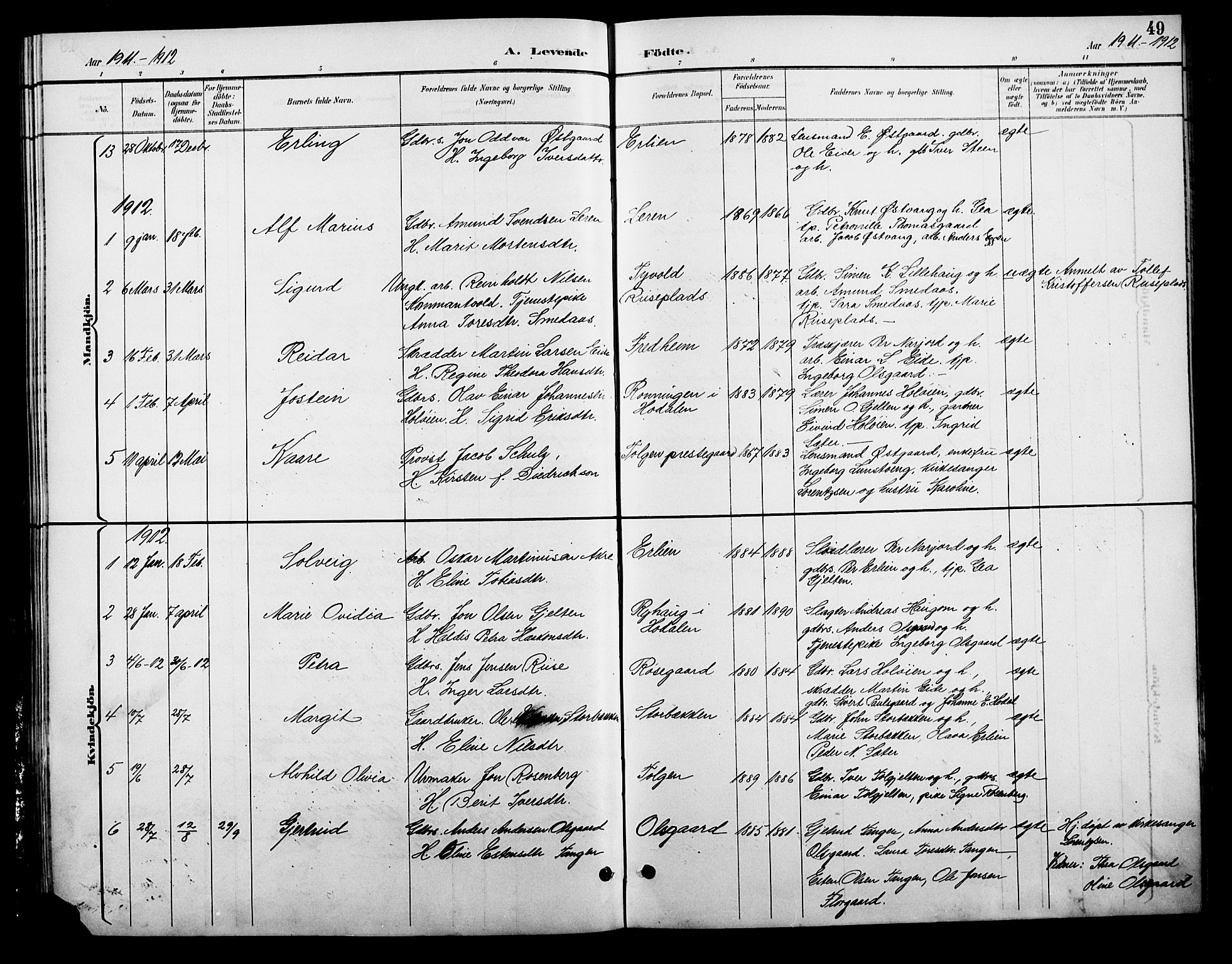 Tolga prestekontor, SAH/PREST-062/L/L0009: Parish register (copy) no. 9, 1892-1919, p. 49