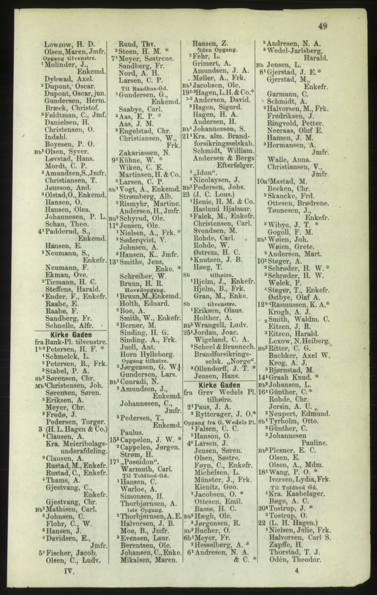 Kristiania/Oslo adressebok, PUBL/-, 1882, p. 49