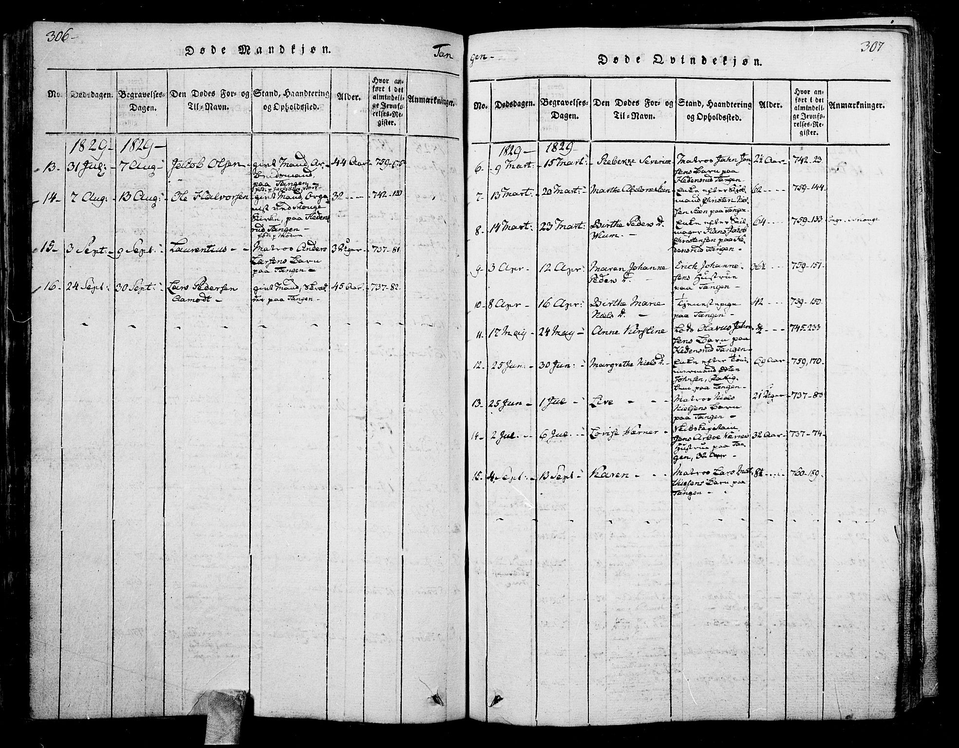 Skoger kirkebøker, SAKO/A-59/F/Fa/L0002: Parish register (official) no. I 2 /2, 1814-1842, p. 306-307
