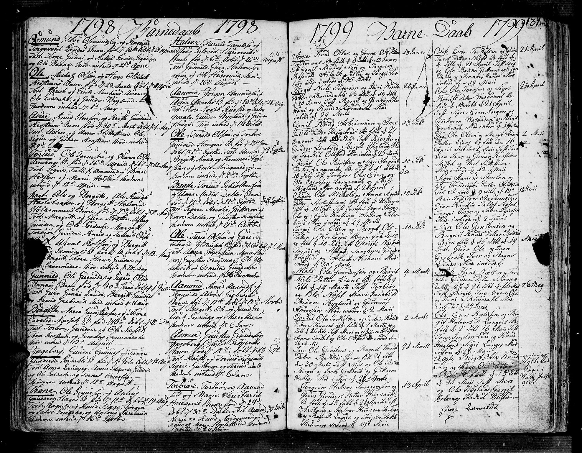 Bygland sokneprestkontor, SAK/1111-0006/F/Fa/Fab/L0002: Parish register (official) no. A 2, 1766-1816, p. 131