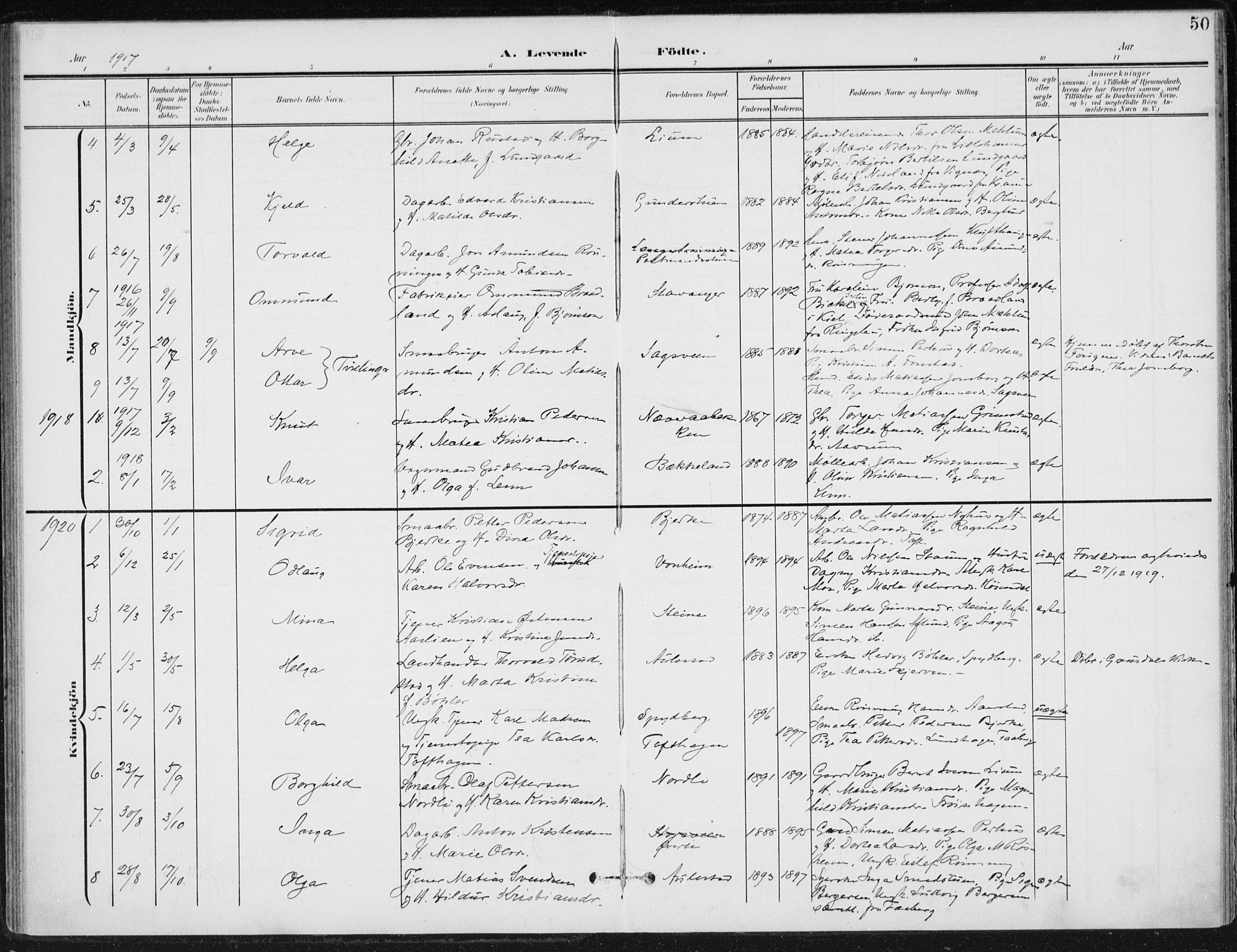 Østre Gausdal prestekontor, SAH/PREST-092/H/Ha/Haa/L0005: Parish register (official) no. 5, 1902-1920, p. 50