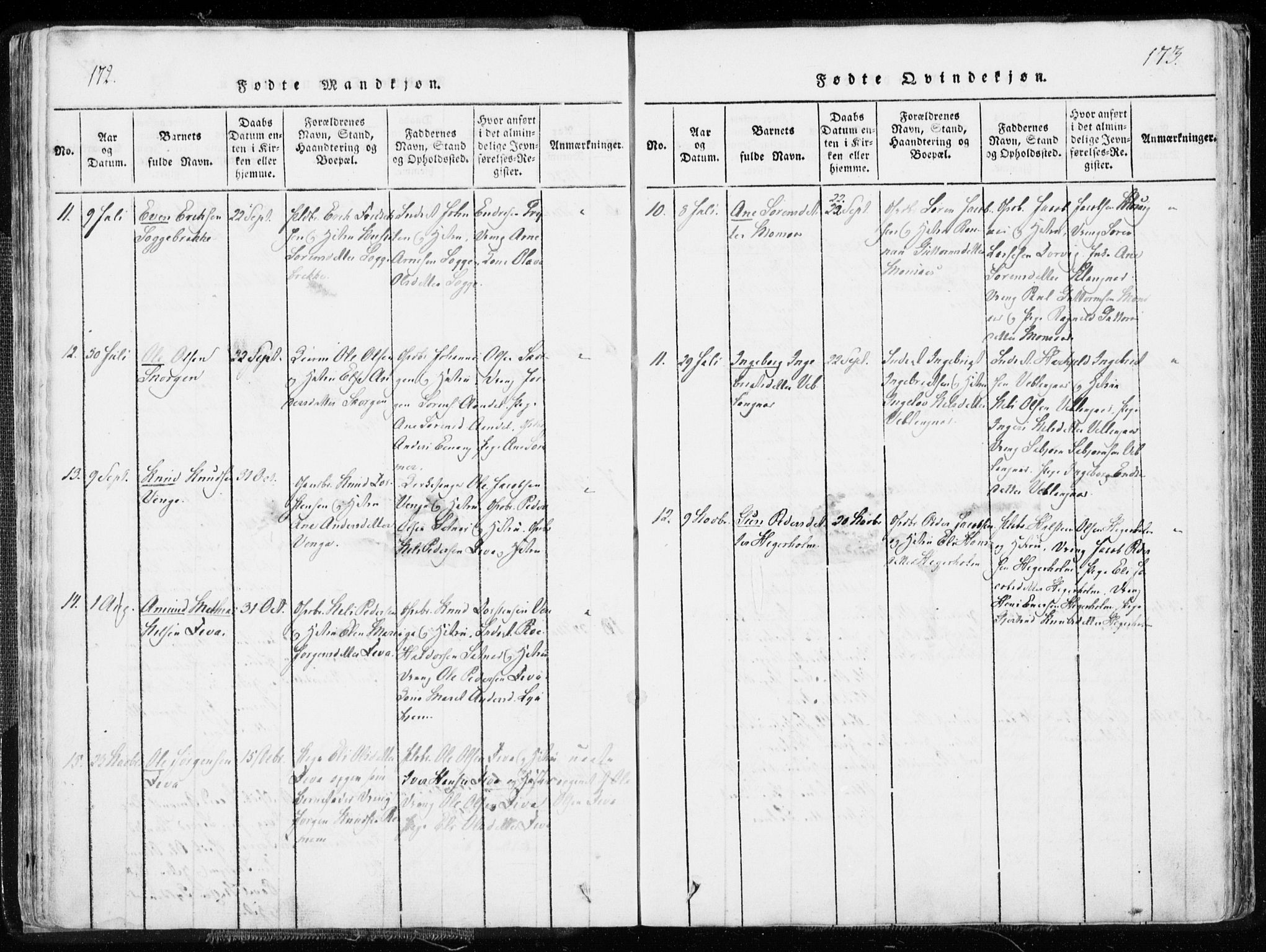 Ministerialprotokoller, klokkerbøker og fødselsregistre - Møre og Romsdal, AV/SAT-A-1454/544/L0571: Parish register (official) no. 544A04, 1818-1853, p. 172-173