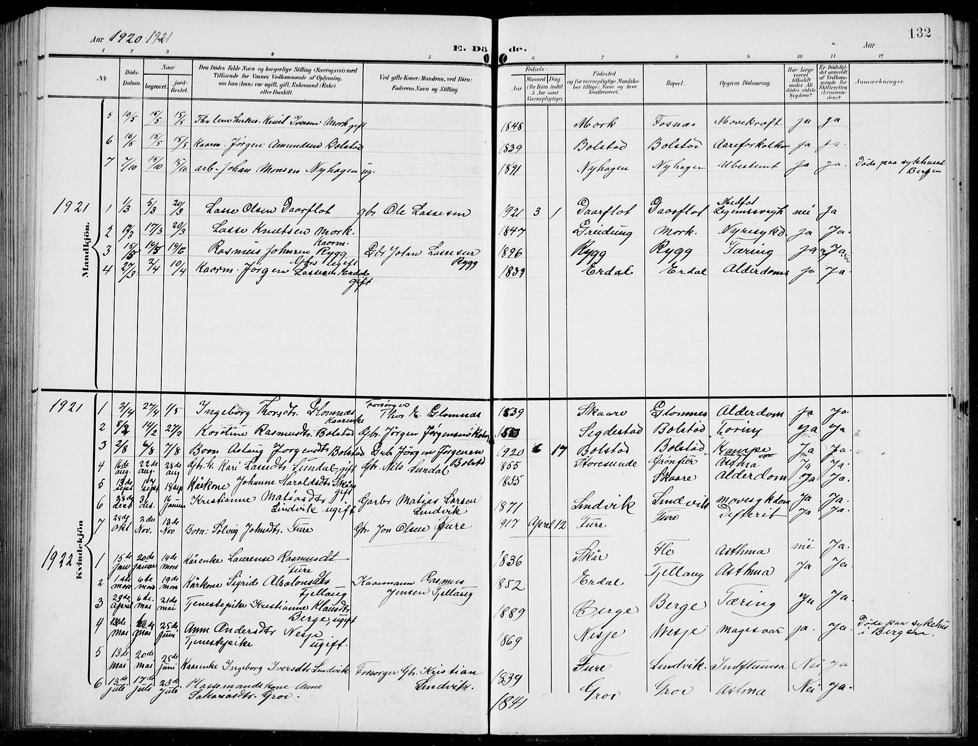 Stryn Sokneprestembete, AV/SAB-A-82501: Parish register (copy) no. C 4, 1905-1936, p. 132