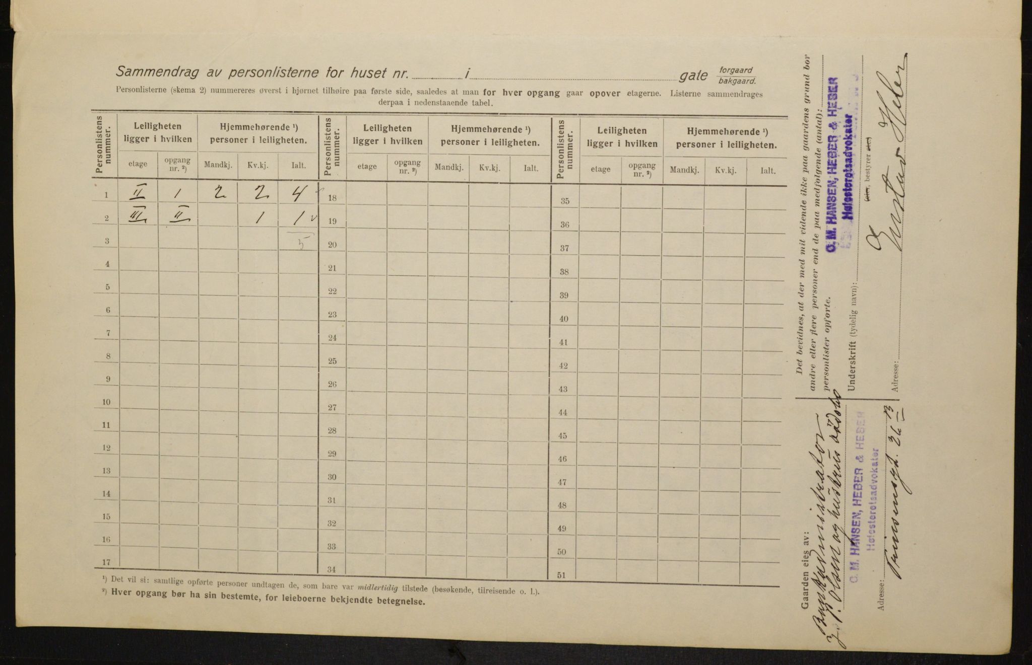 OBA, Municipal Census 1916 for Kristiania, 1916, p. 97918