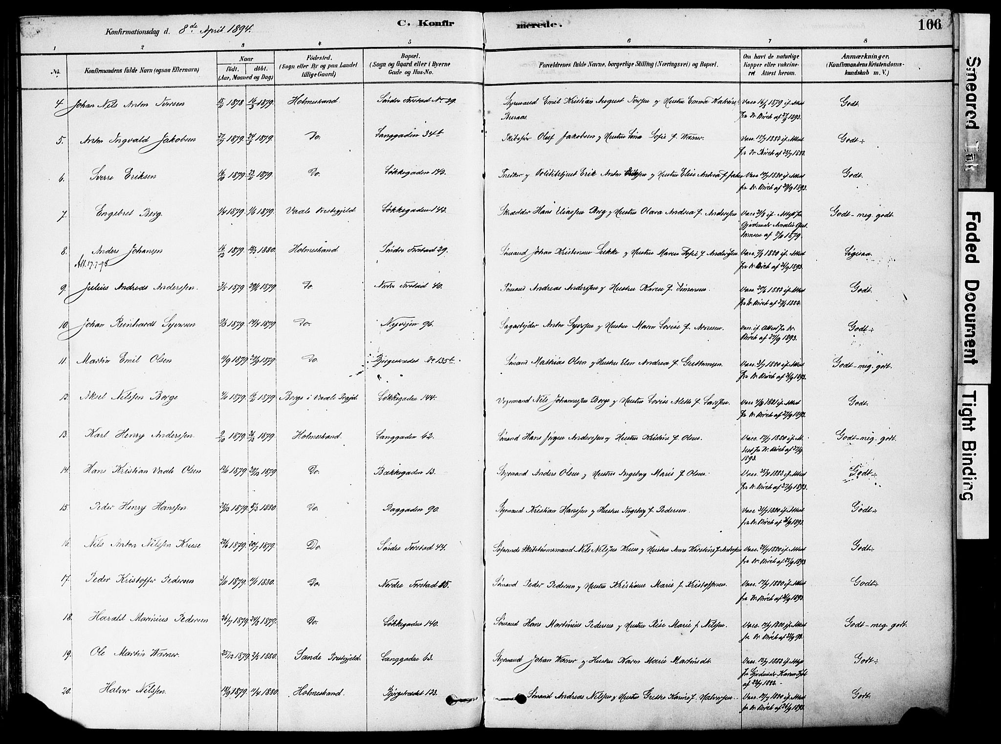 Holmestrand kirkebøker, SAKO/A-346/F/Fa/L0004: Parish register (official) no. 4, 1880-1901, p. 166