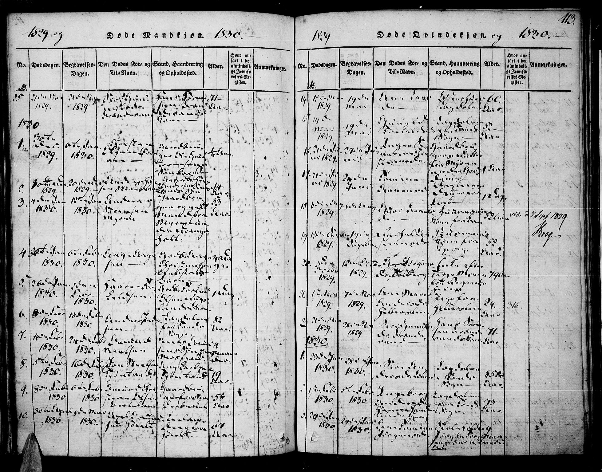 Tveit sokneprestkontor, SAK/1111-0043/F/Fa/L0002: Parish register (official) no. A 2, 1820-1830, p. 113