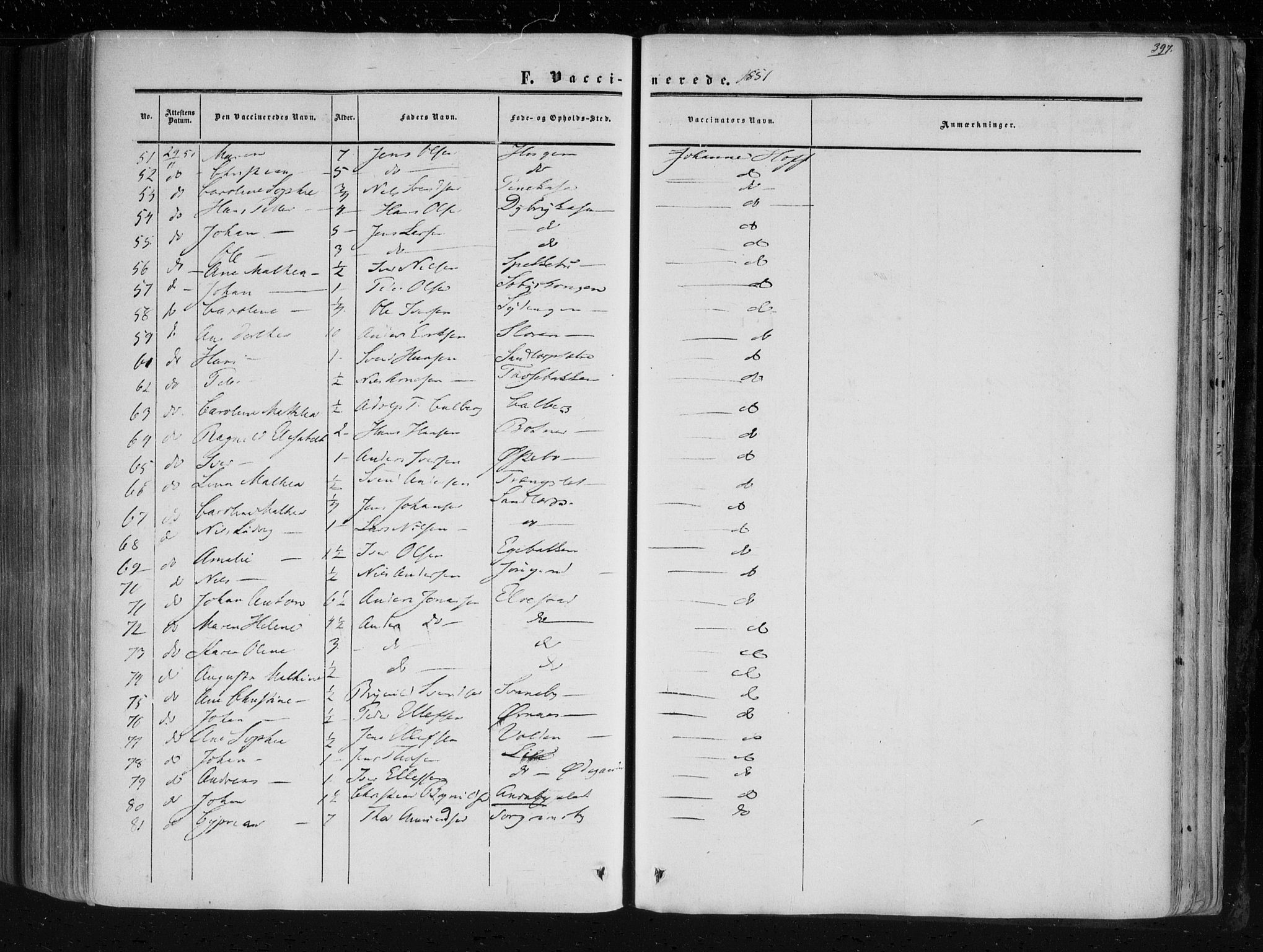 Aremark prestekontor Kirkebøker, AV/SAO-A-10899/F/Fc/L0003: Parish register (official) no. III 3, 1850-1865, p. 397