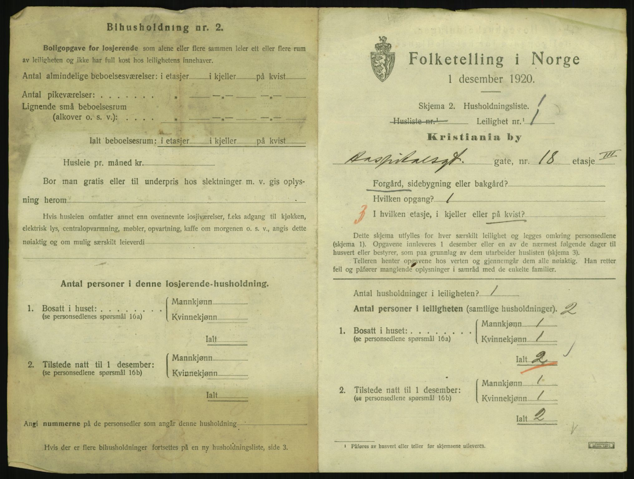 SAO, 1920 census for Kristiania, 1920, p. 42314