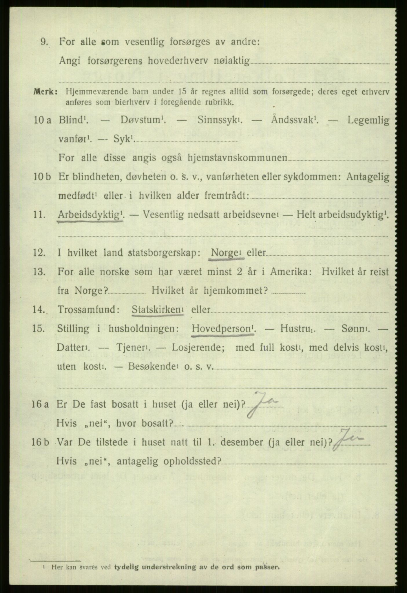 SAB, 1920 census for Vossestrand, 1920, p. 1427