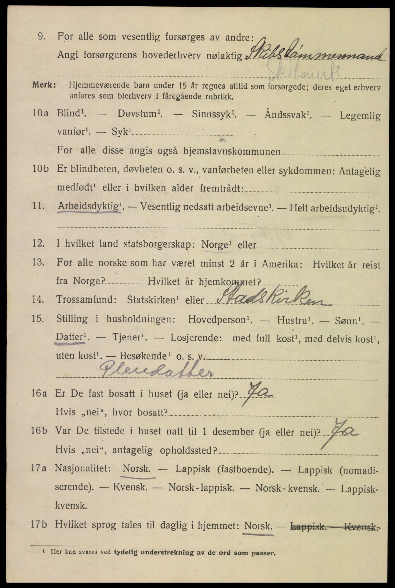 SAT, 1920 census for Bodø, 1920, p. 11108