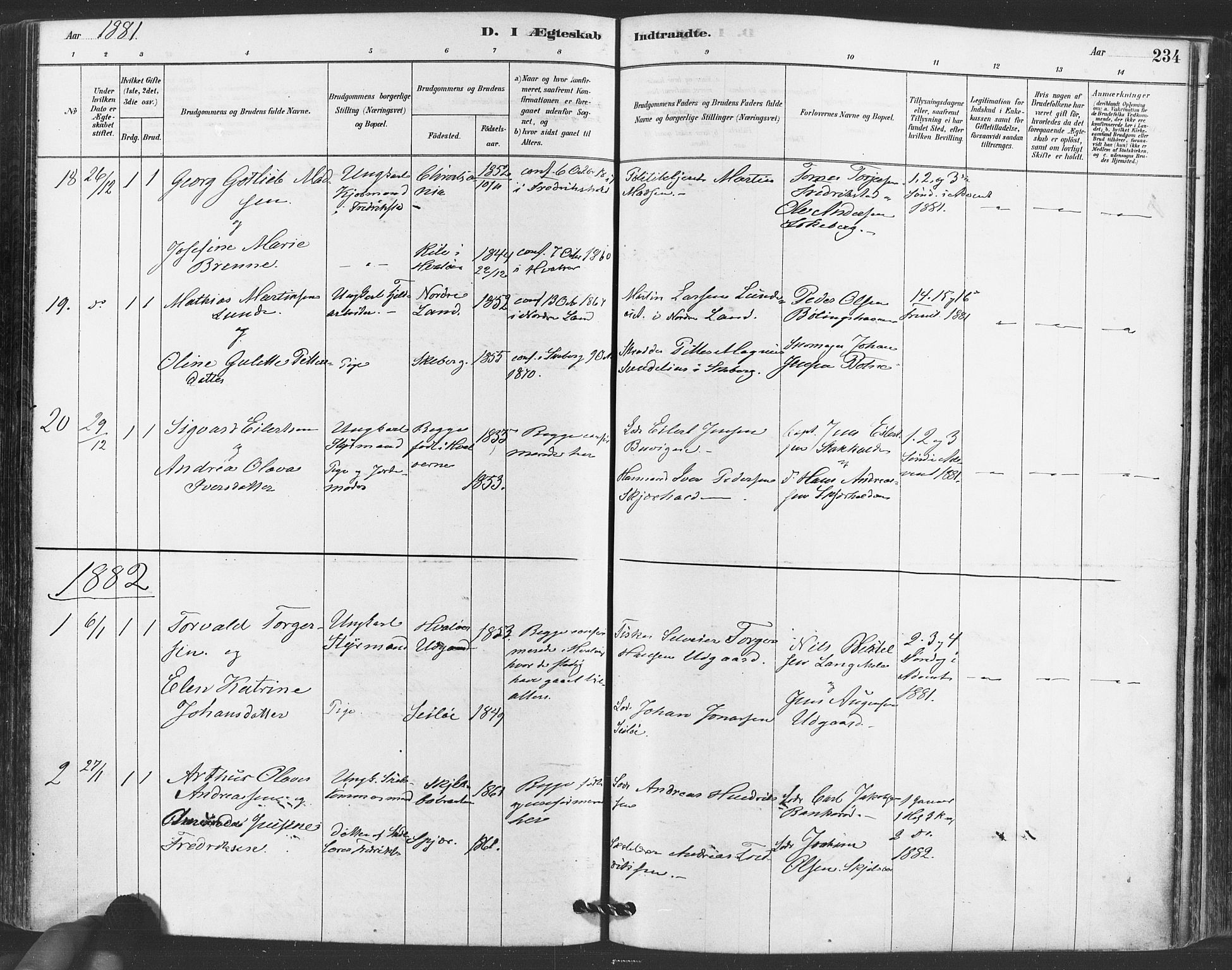 Hvaler prestekontor Kirkebøker, AV/SAO-A-2001/F/Fa/L0008: Parish register (official) no. I 8, 1878-1895, p. 234