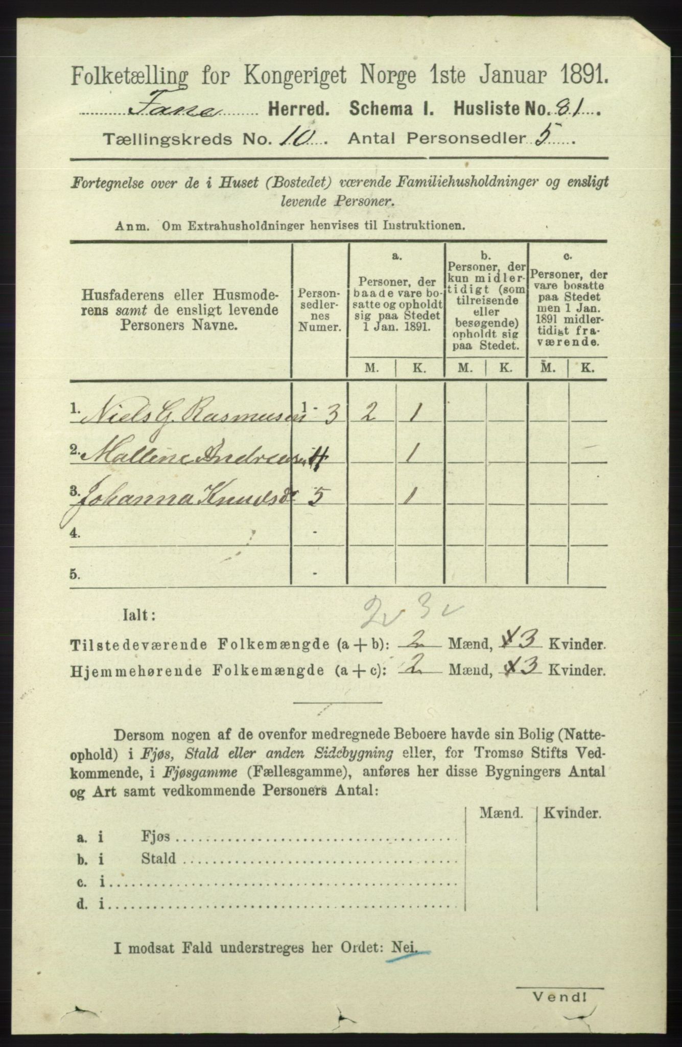 RA, 1891 census for 1249 Fana, 1891, p. 5429