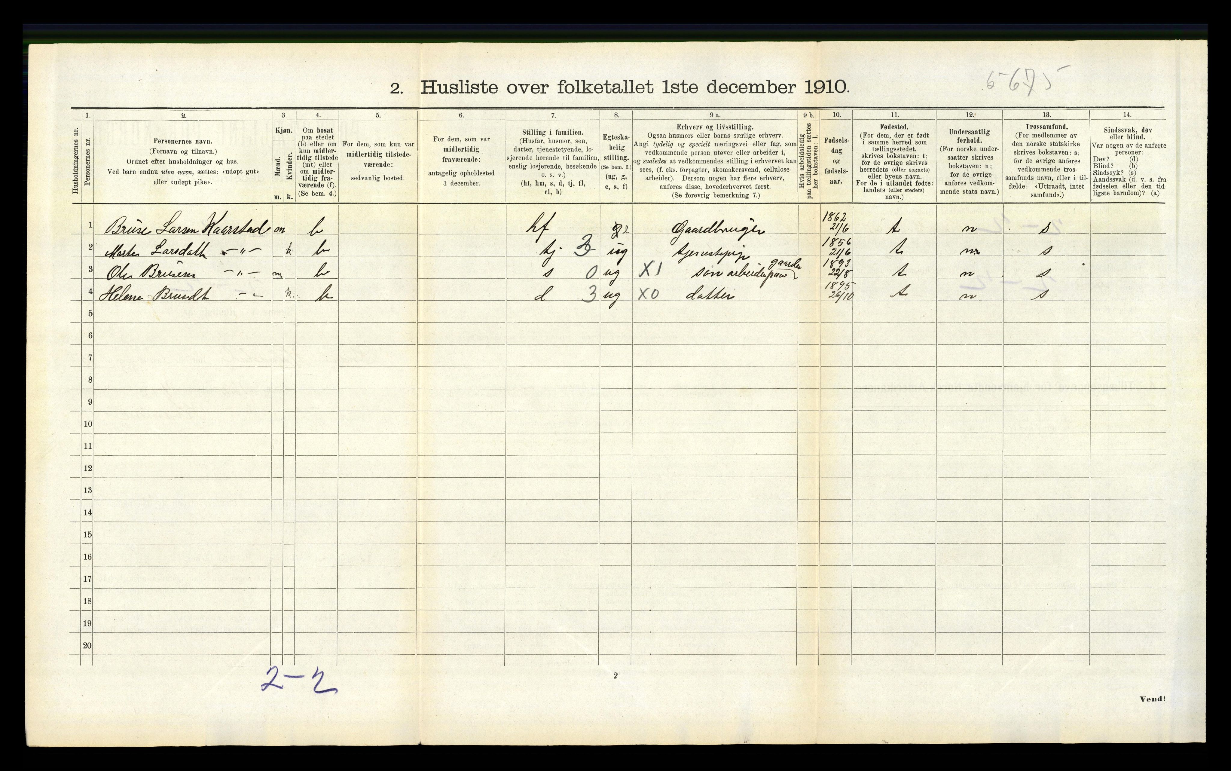 RA, 1910 census for Indre Holmedal, 1910, p. 1141