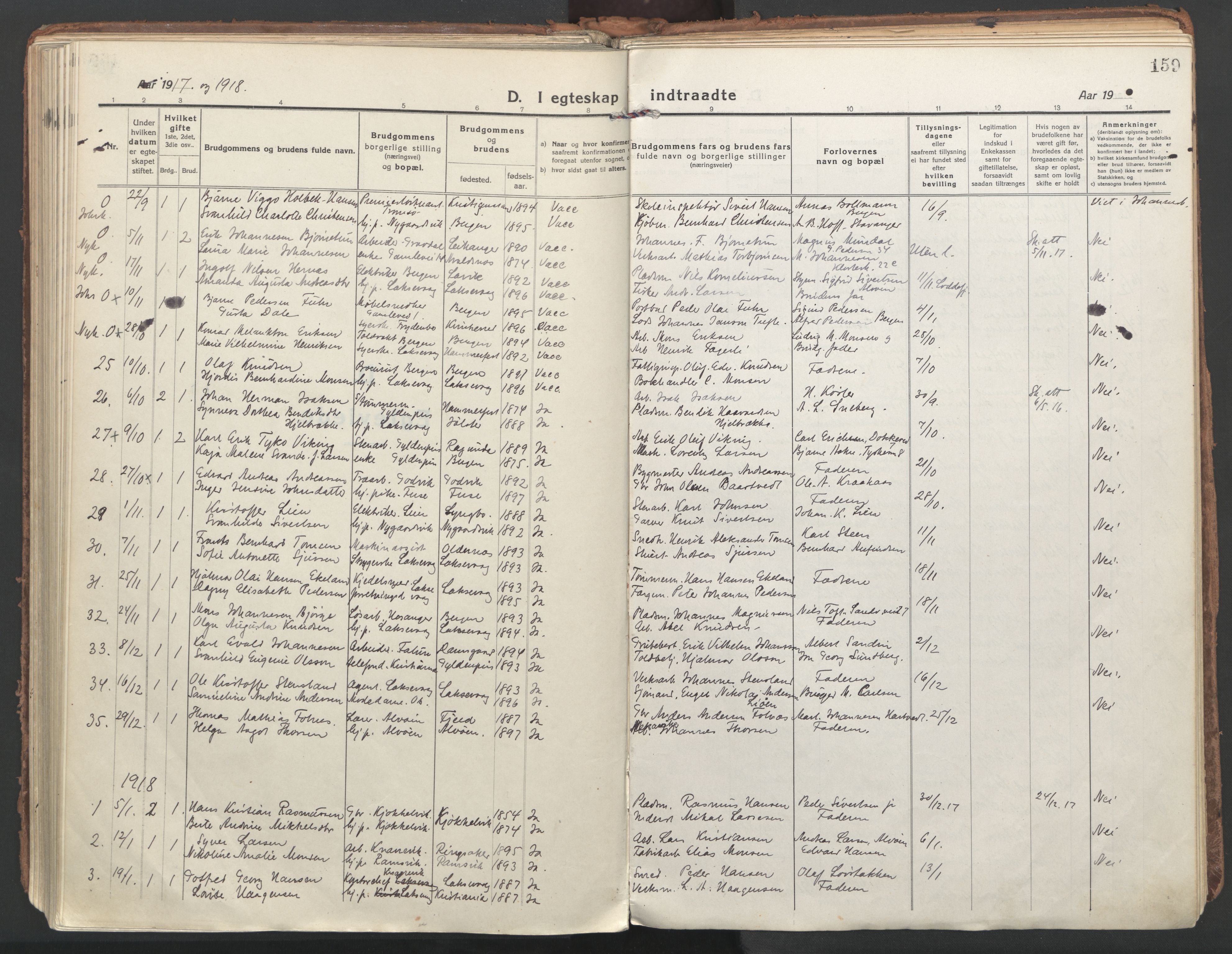 Laksevåg Sokneprestembete, AV/SAB-A-76501/H/Ha/Haa/Haaa/L0002: Parish register (official) no. A 2, 1917-1927, p. 159