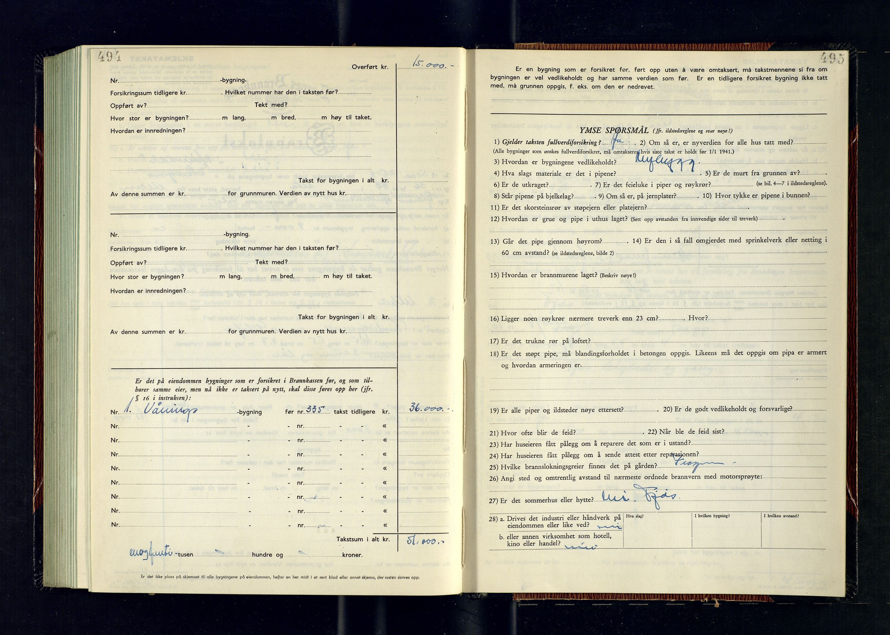 Alta lensmannskontor, AV/SATØ-S-1165/O/Ob/L0182: Branntakstprotokoll, 1949-1950, p. 494-495