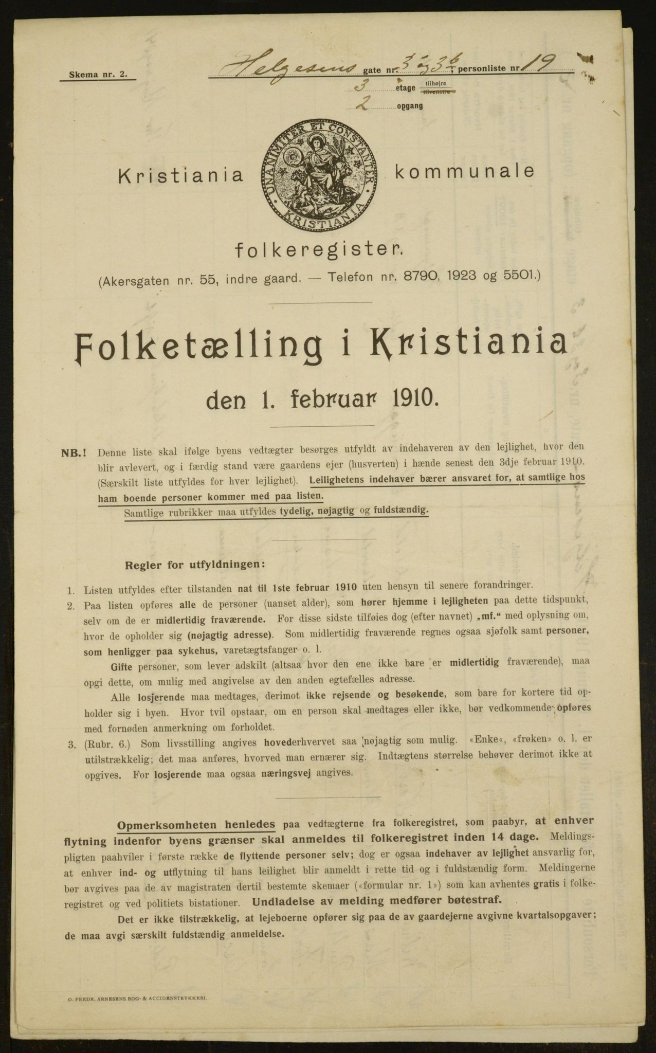 OBA, Municipal Census 1910 for Kristiania, 1910, p. 36278